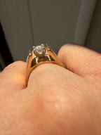 hand engraved floral cathedral style OEC diamond ring