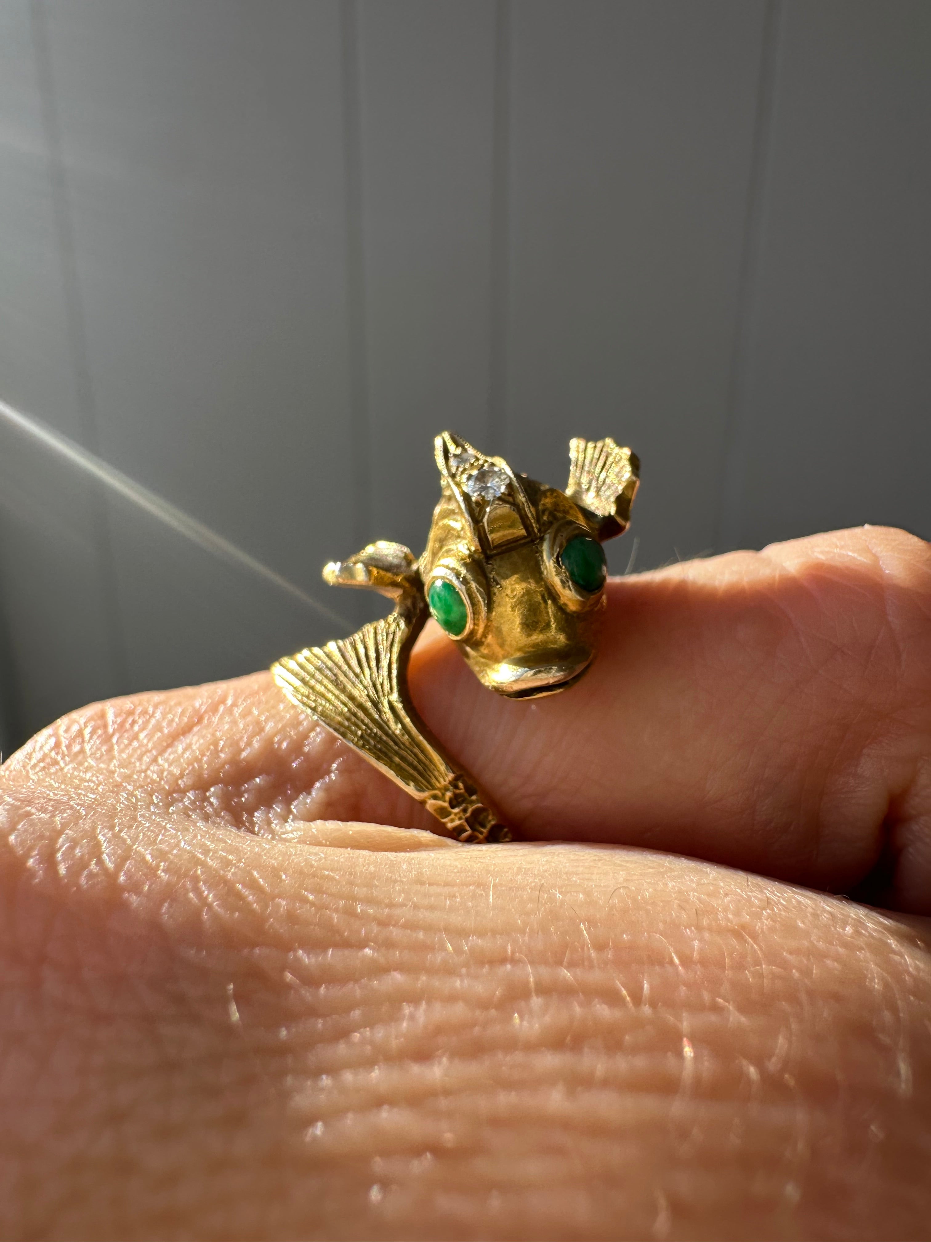 antique lucky koi fish ring