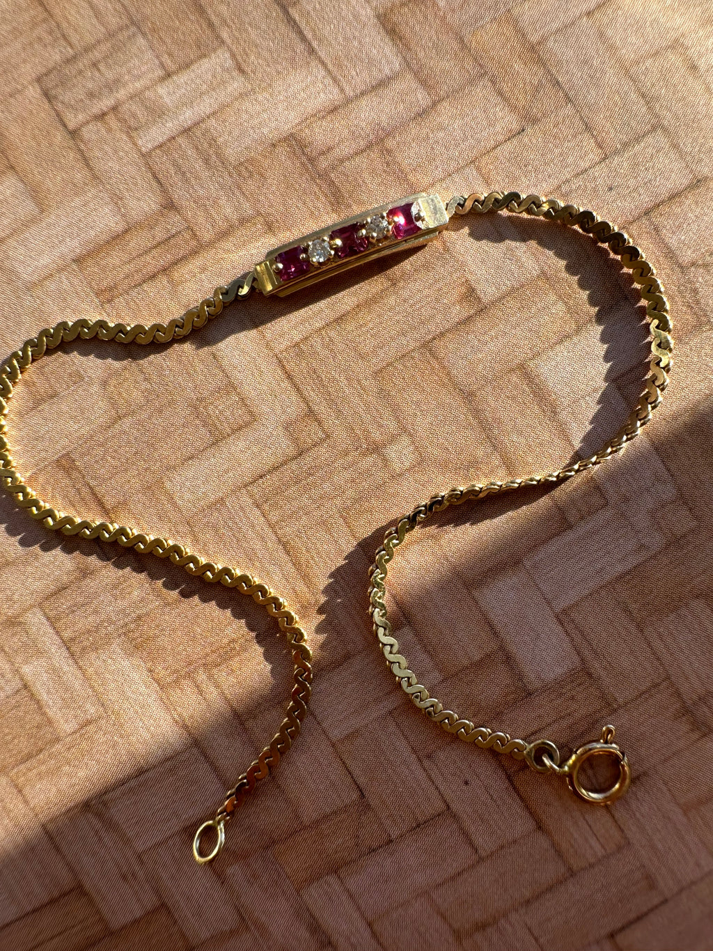 ruby and diamond bar bracelet