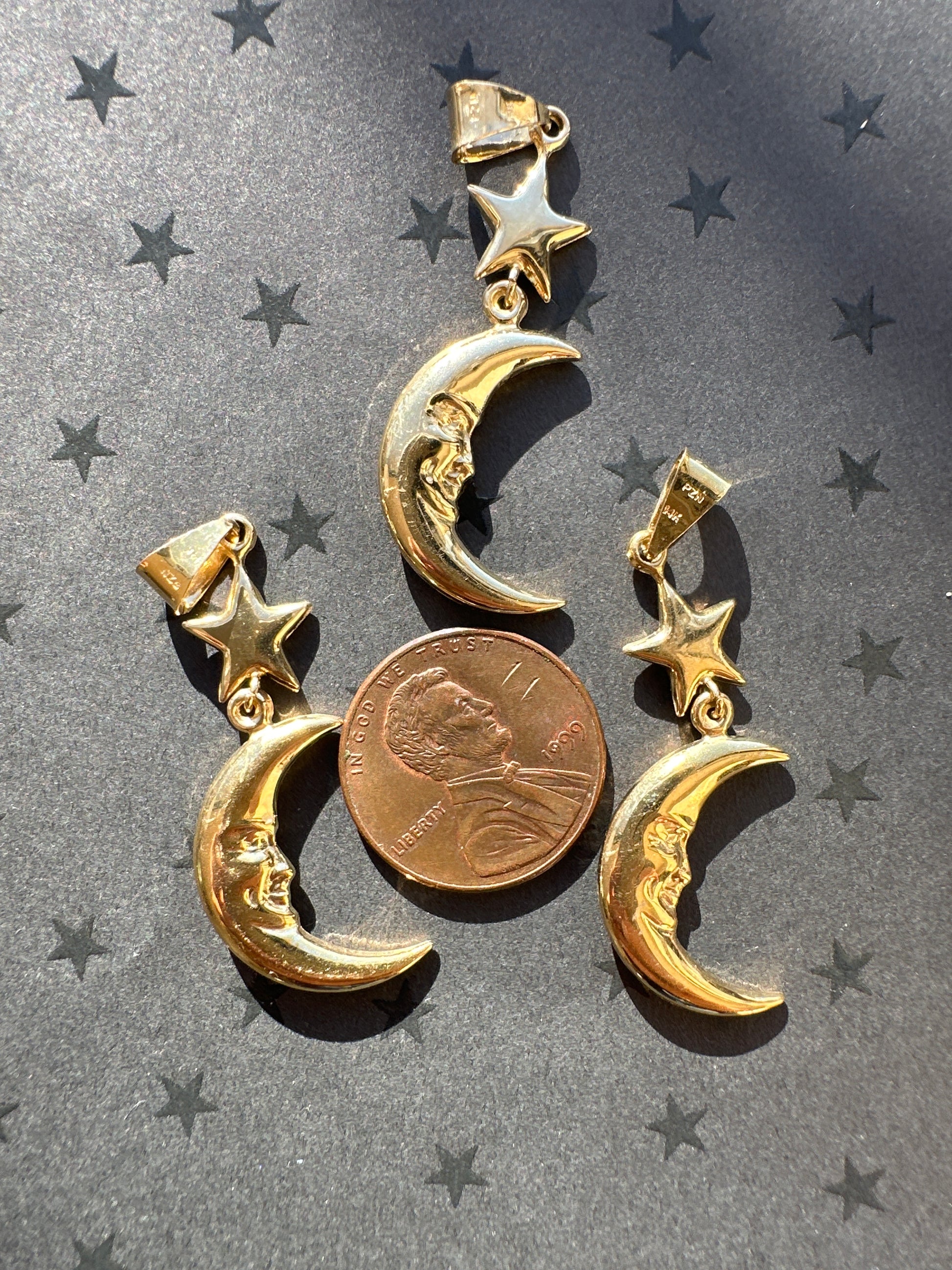 puffy crescent moon and star charm