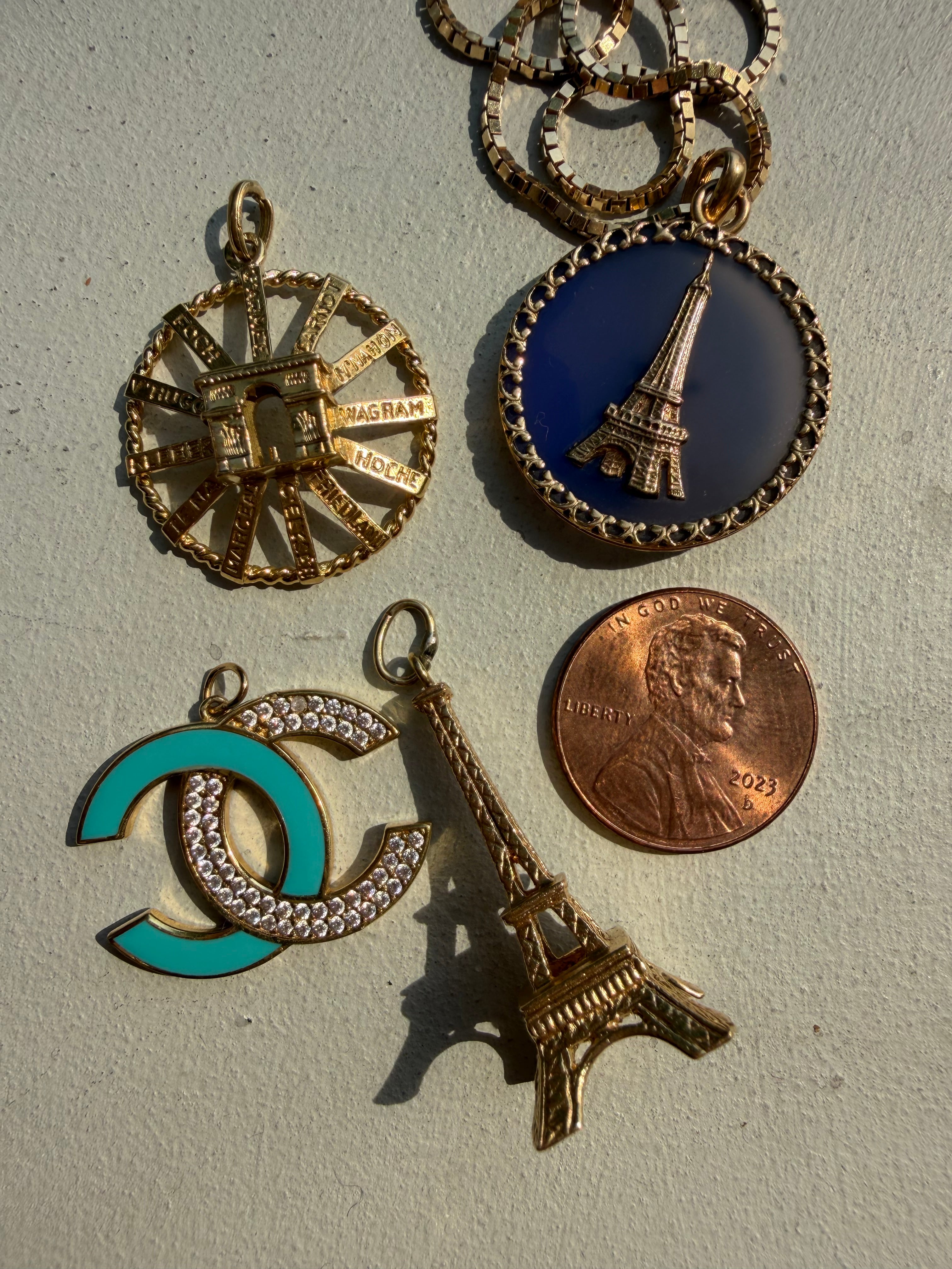 CC charm with blue enamel and crystals