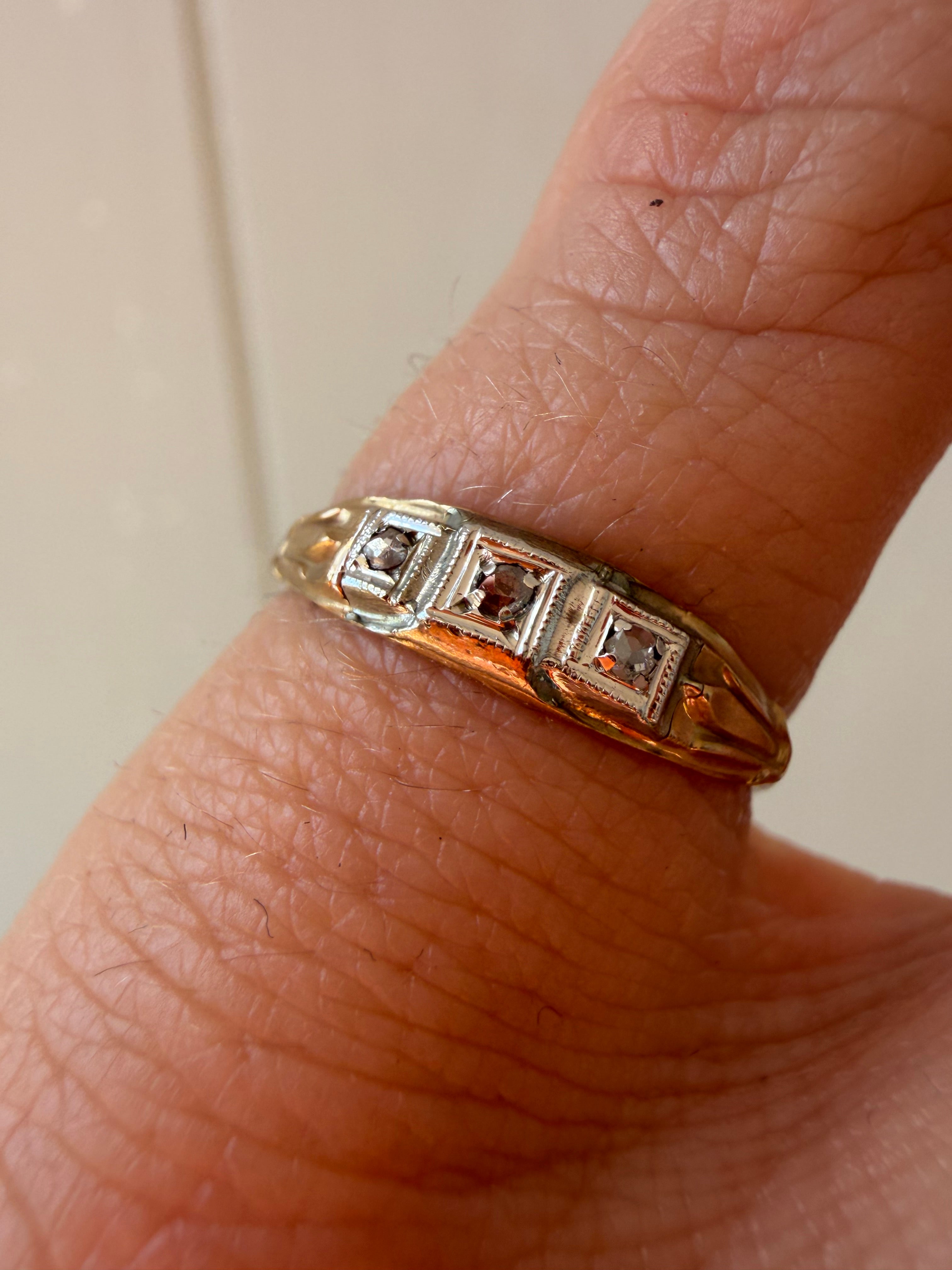 three single cut diamond band