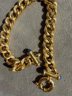 textured curb link bracelet with lapis clasp