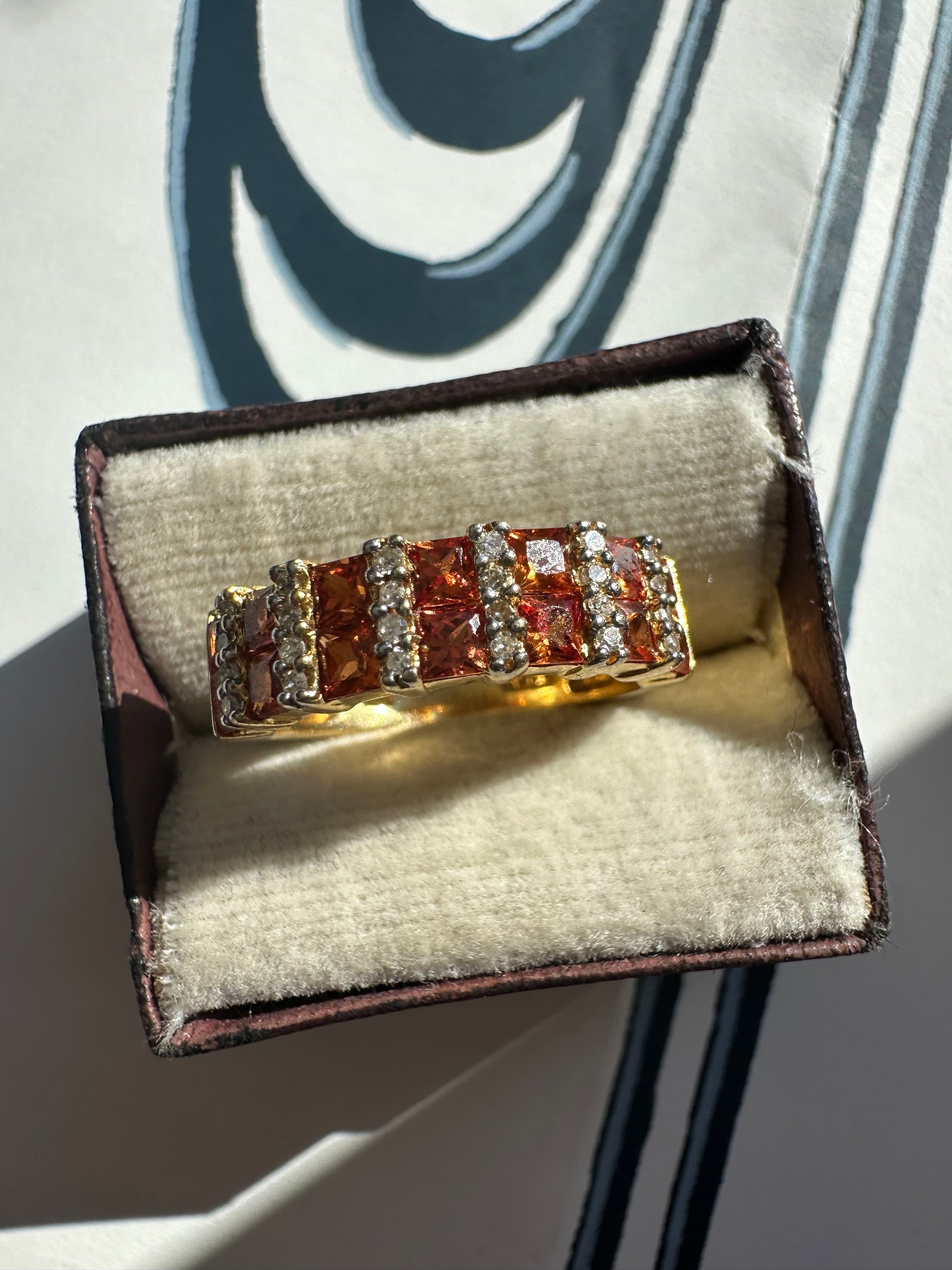 orange sapphire and diamond by Effy