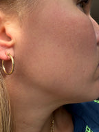 diamond cut etched 10k gold hoops