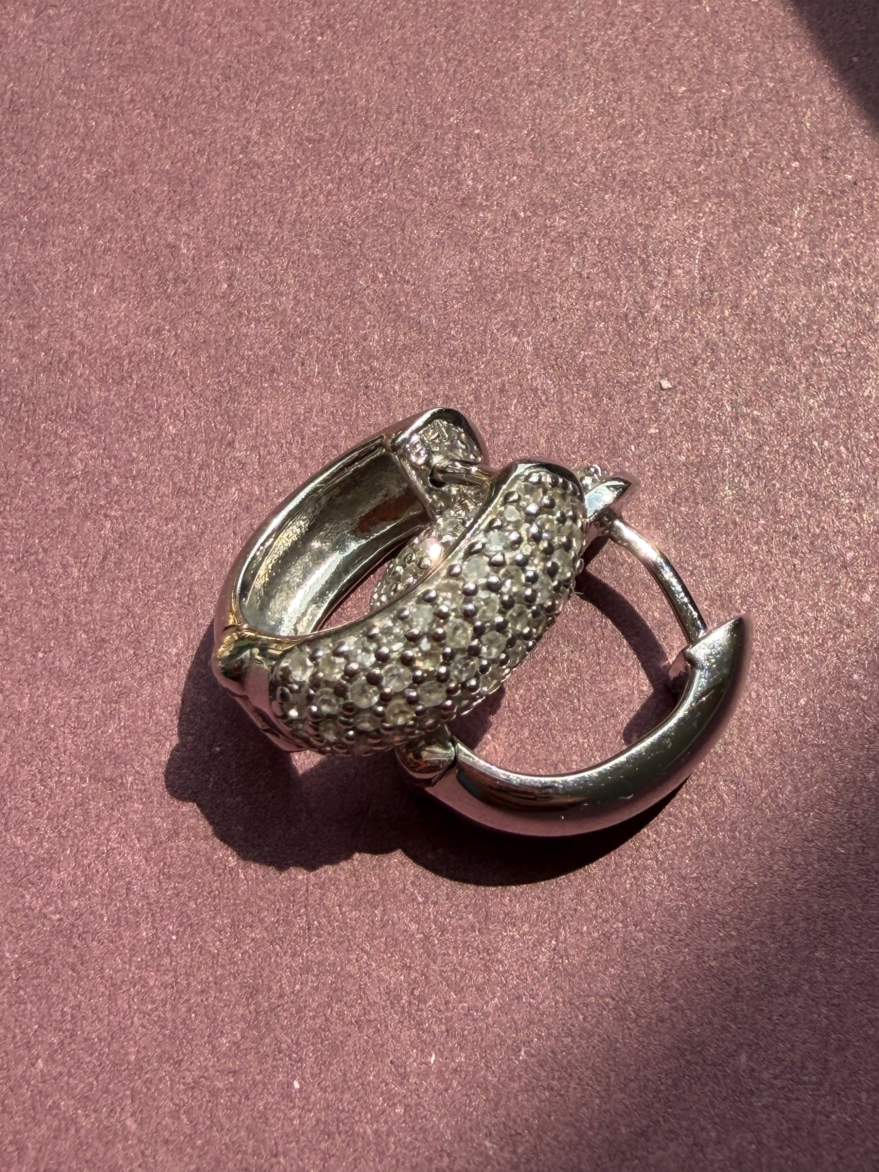 white gold diamond huggies