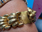 puffy croissant link 18k gold hidden clasp bracelet