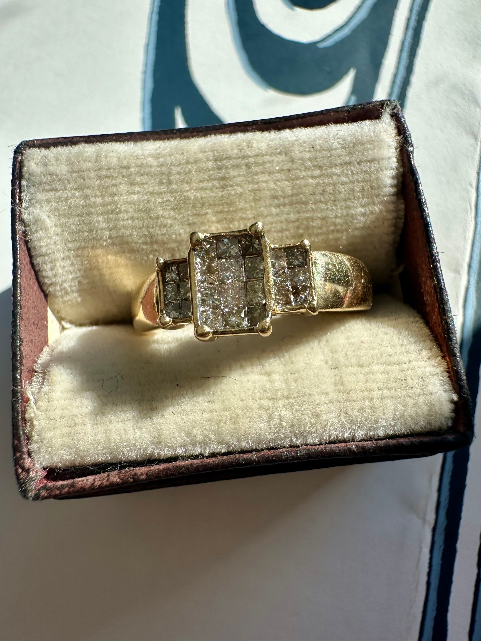 princess cut champagne diamond ring