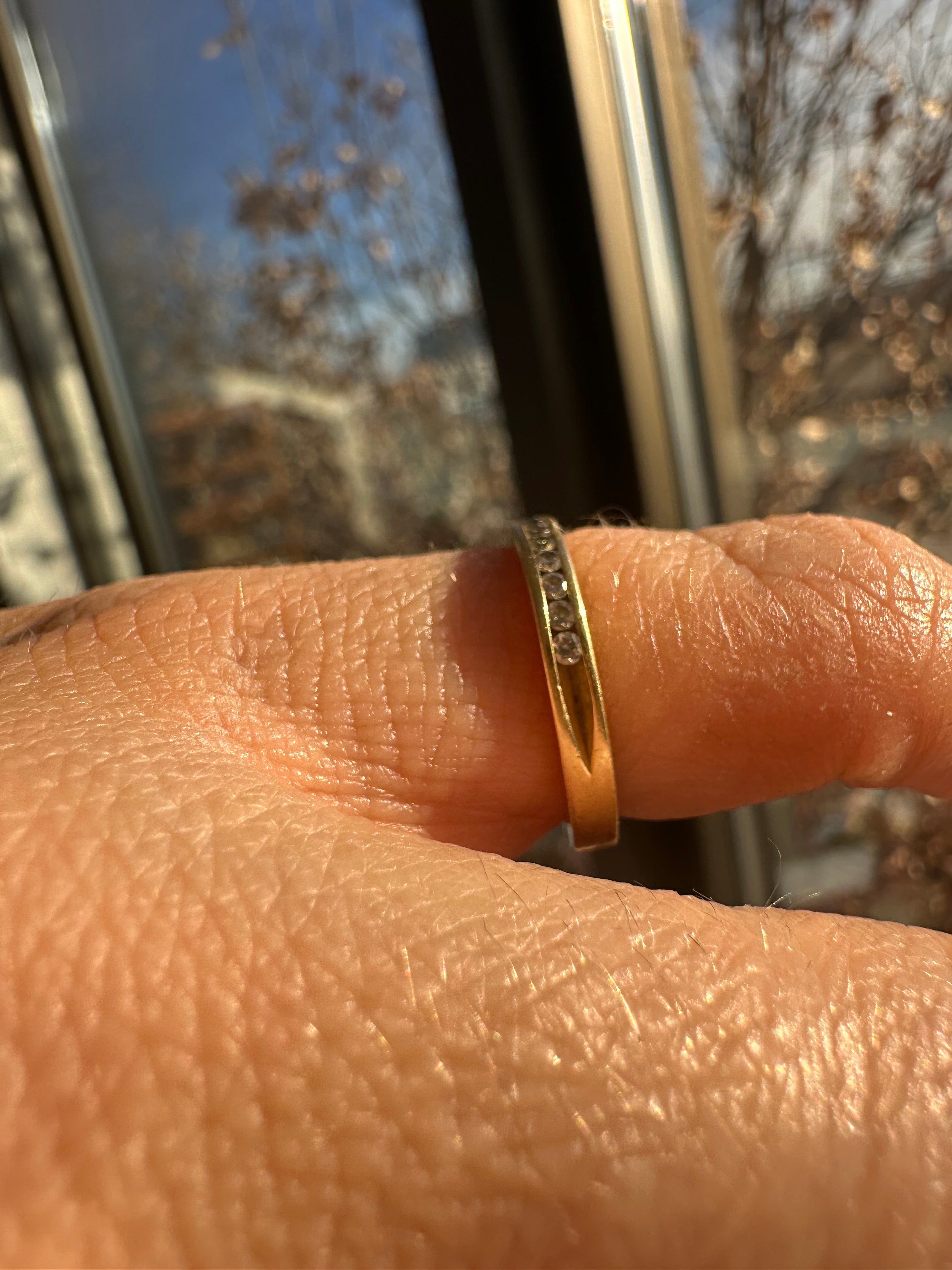 squared off channel set diamond band
