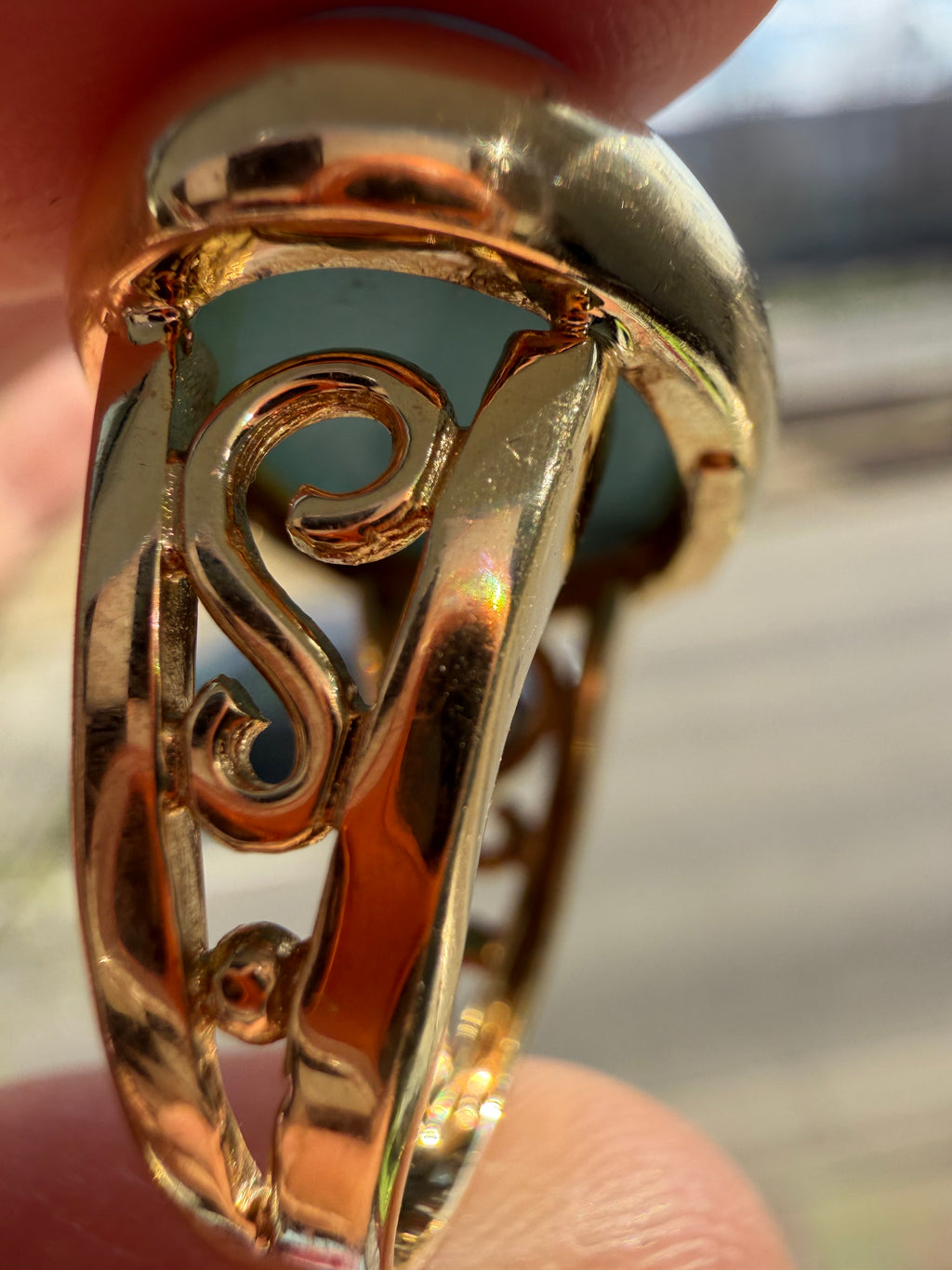 bezel set east west turquoise ring