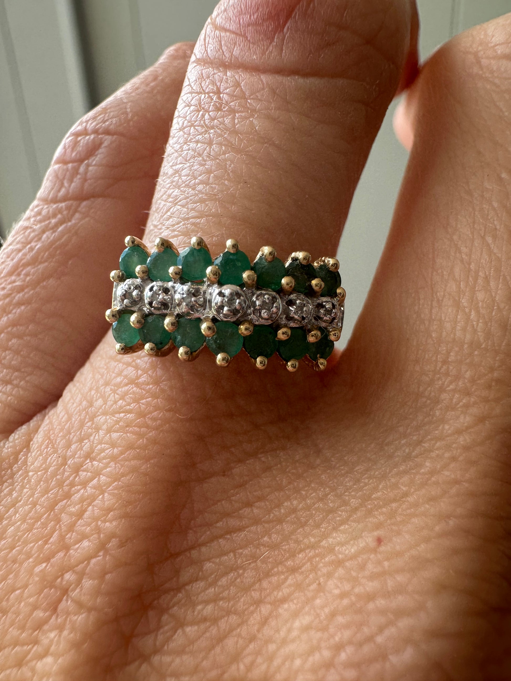 emerald and diamond tiara ring