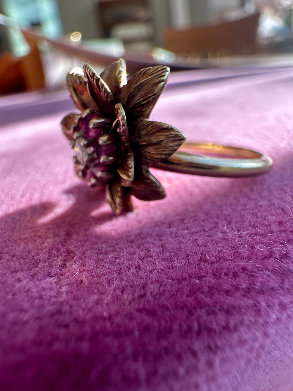 antique ruby and diamond flower