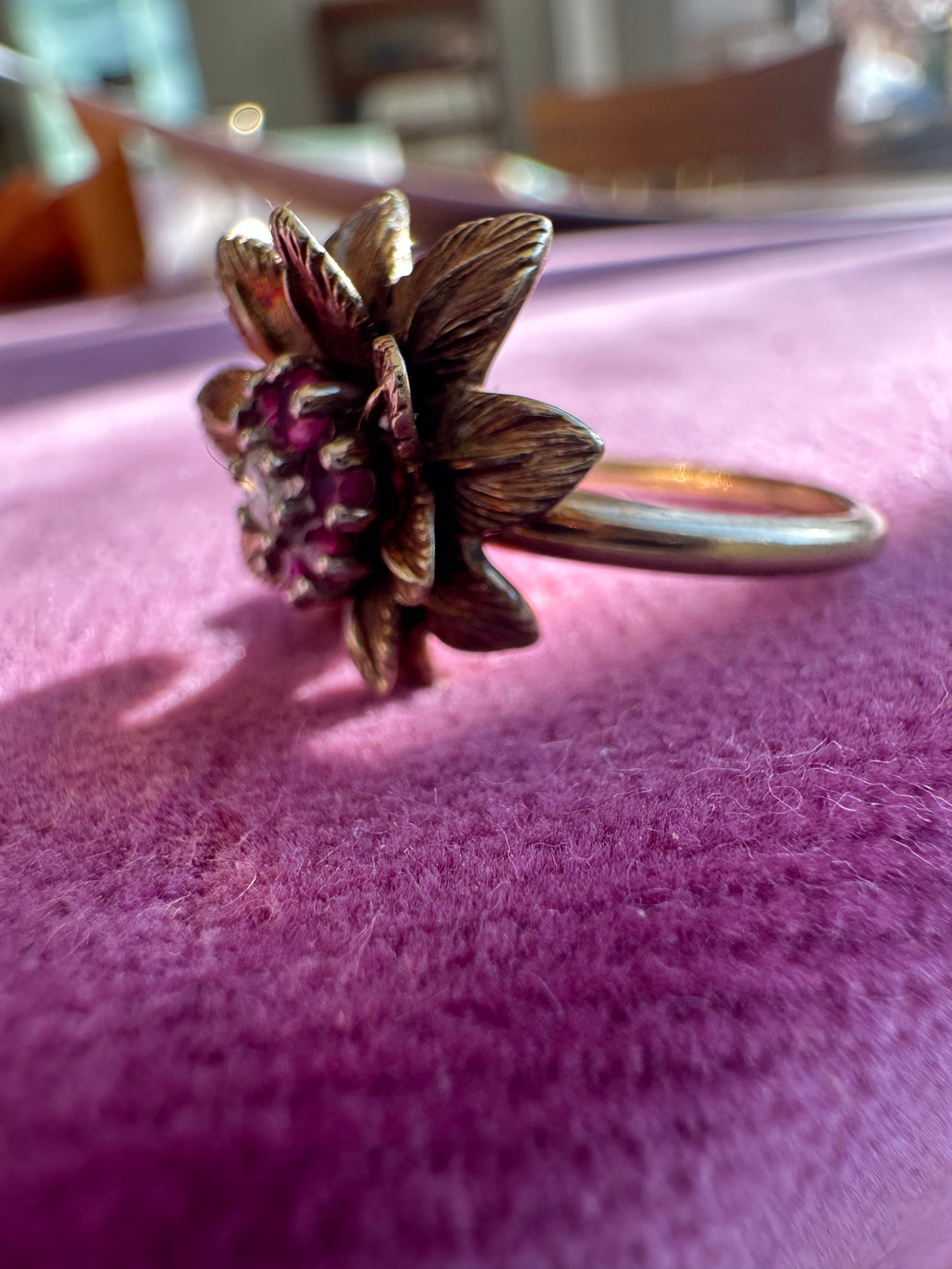 antique ruby and diamond flower