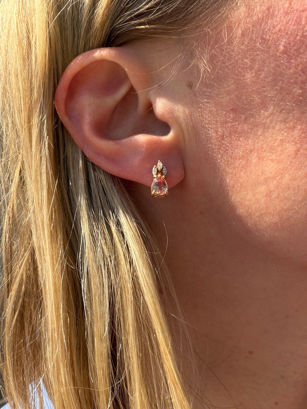 morganite and diamond studs