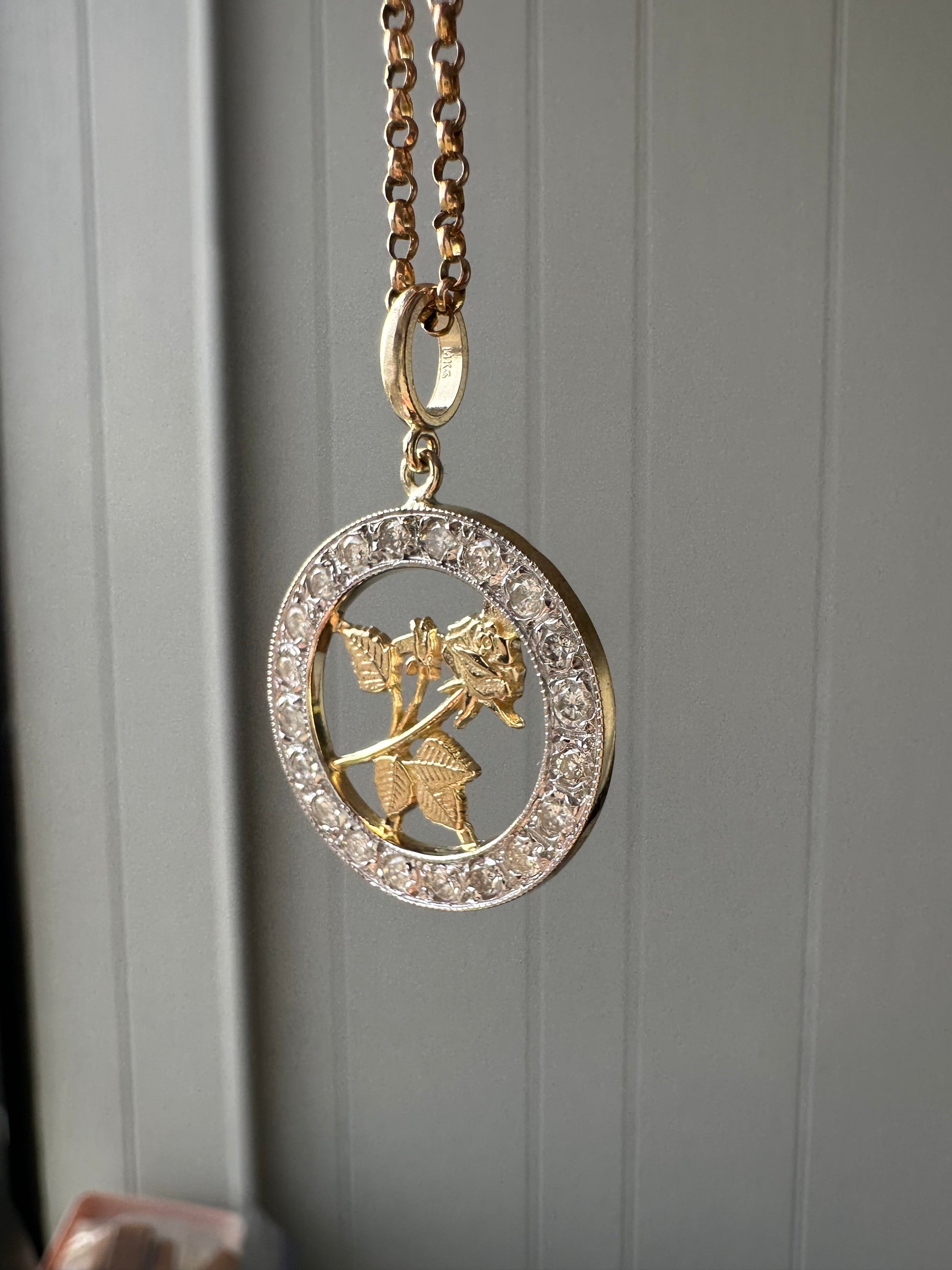 diamond rose pendant // pin conversion