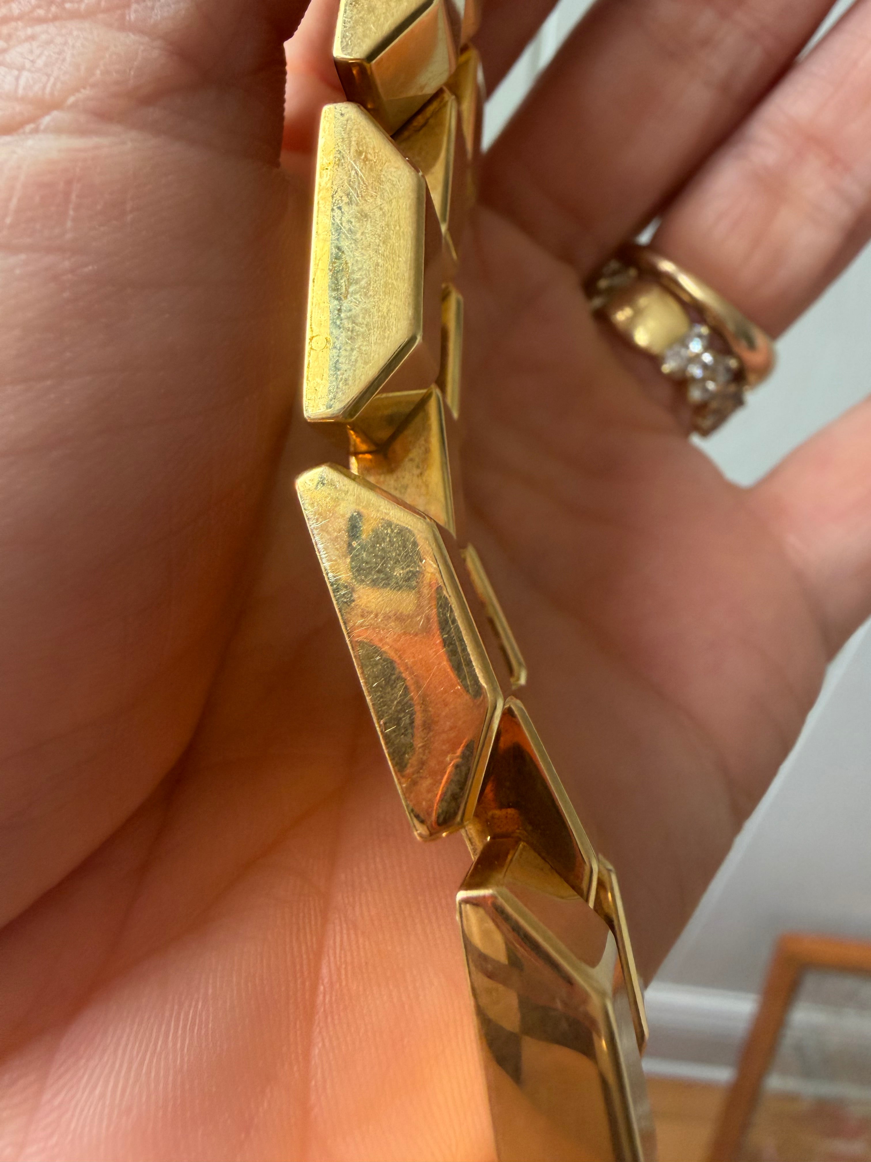 chunky blocky 18k gold bracelet