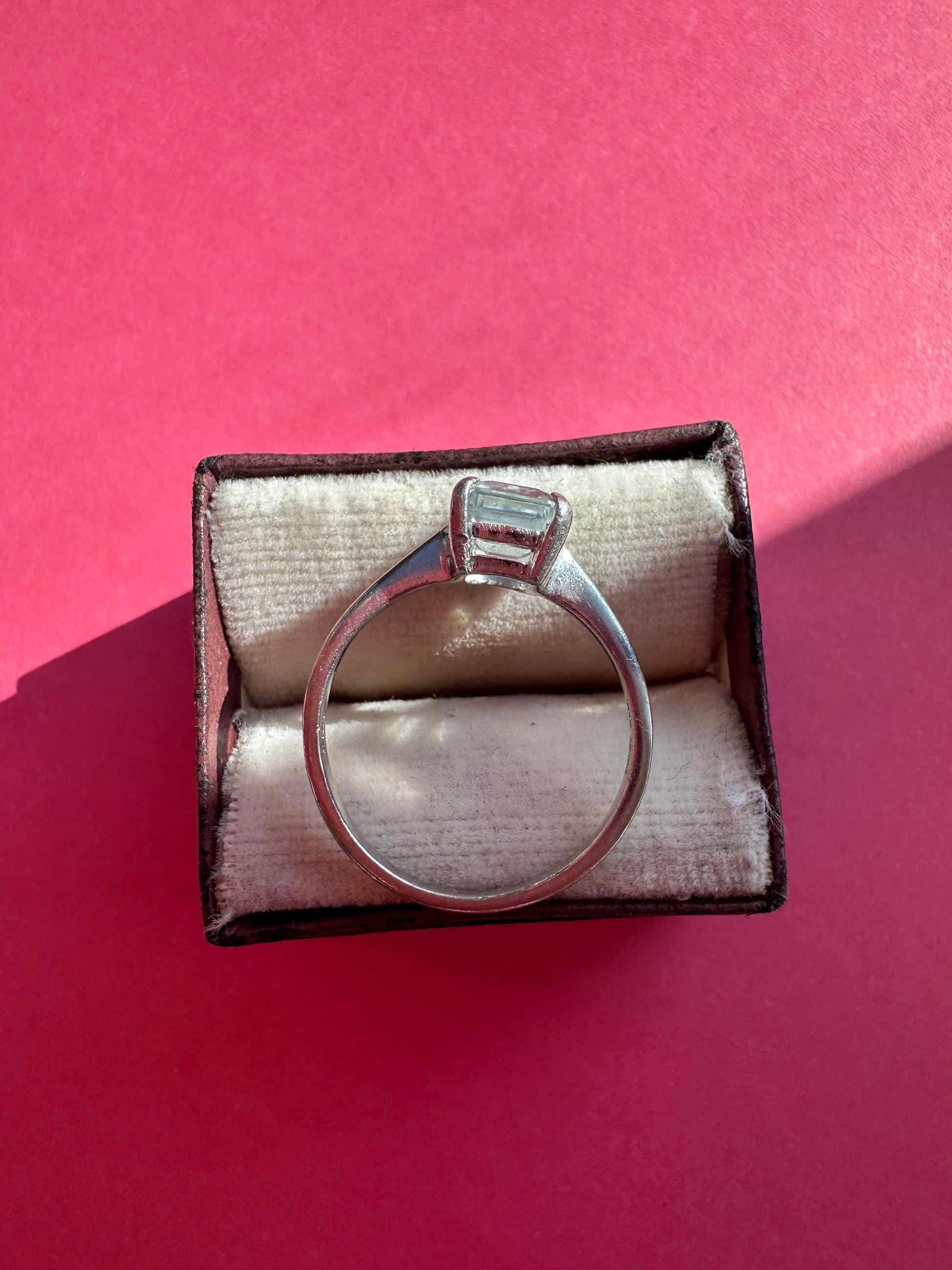 platinum and emerald cut aquamarine