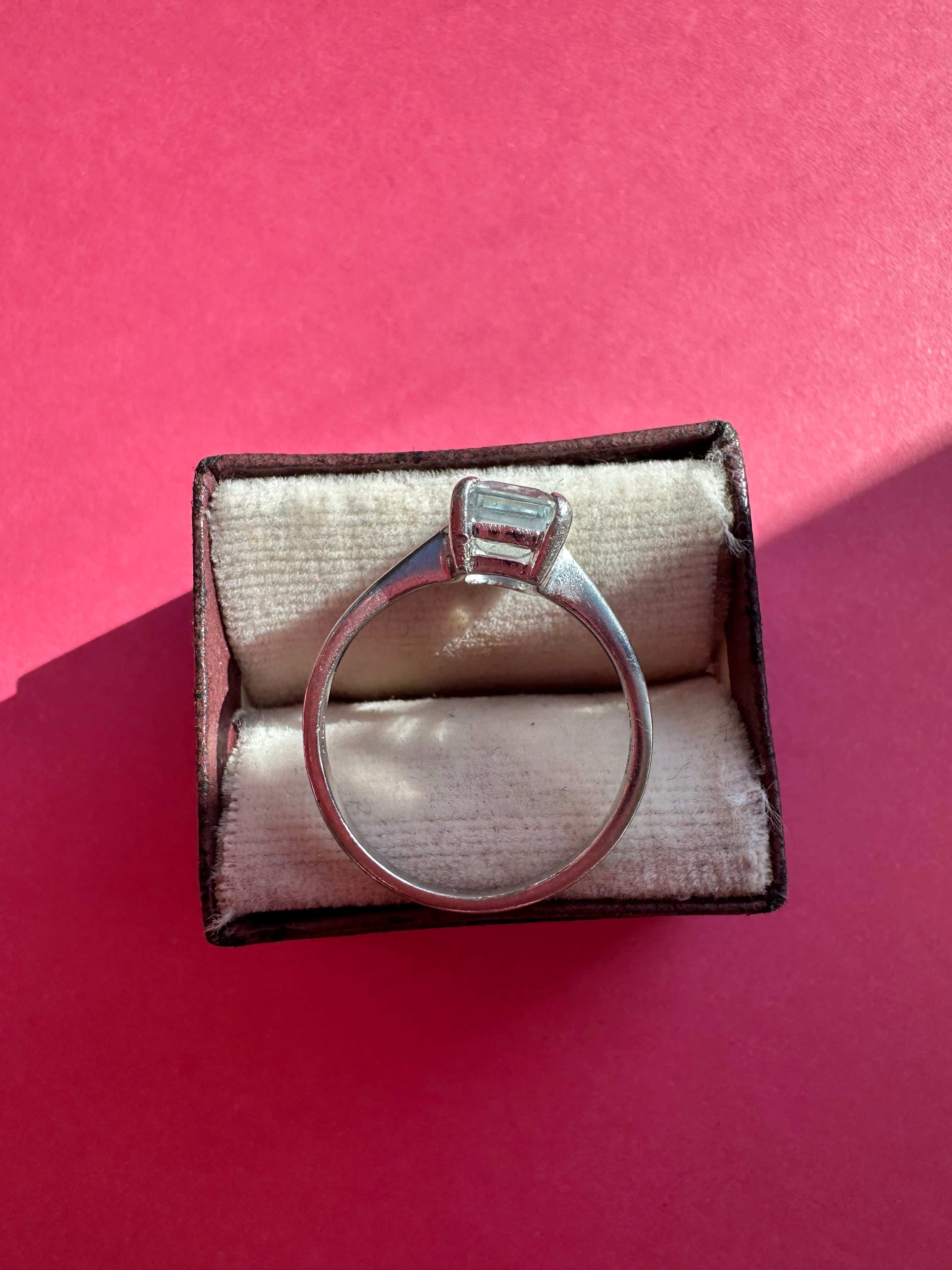 platinum and emerald cut aquamarine
