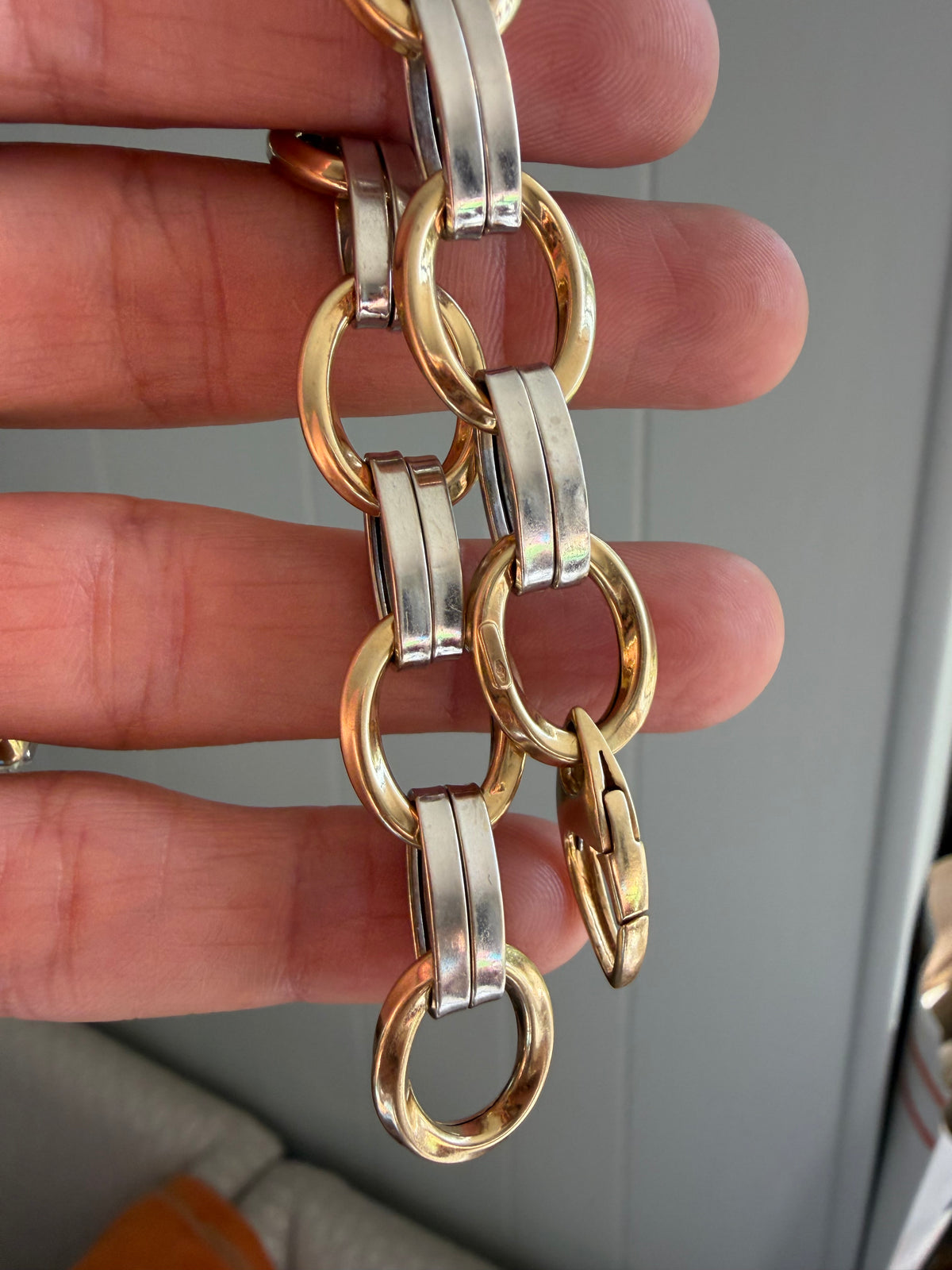 chunky oval two tone bracelet