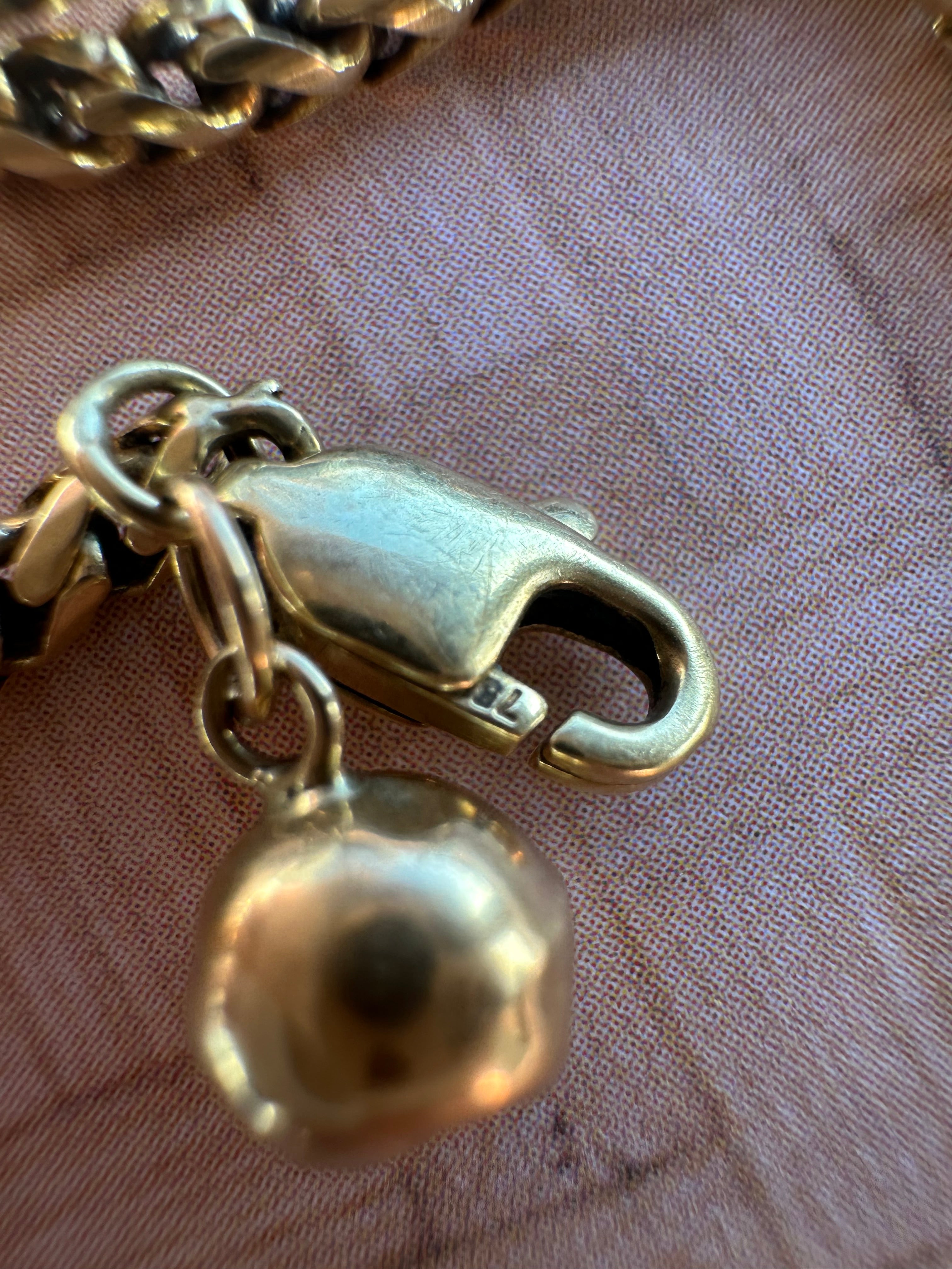 18k wheat bracelet with jingle bell