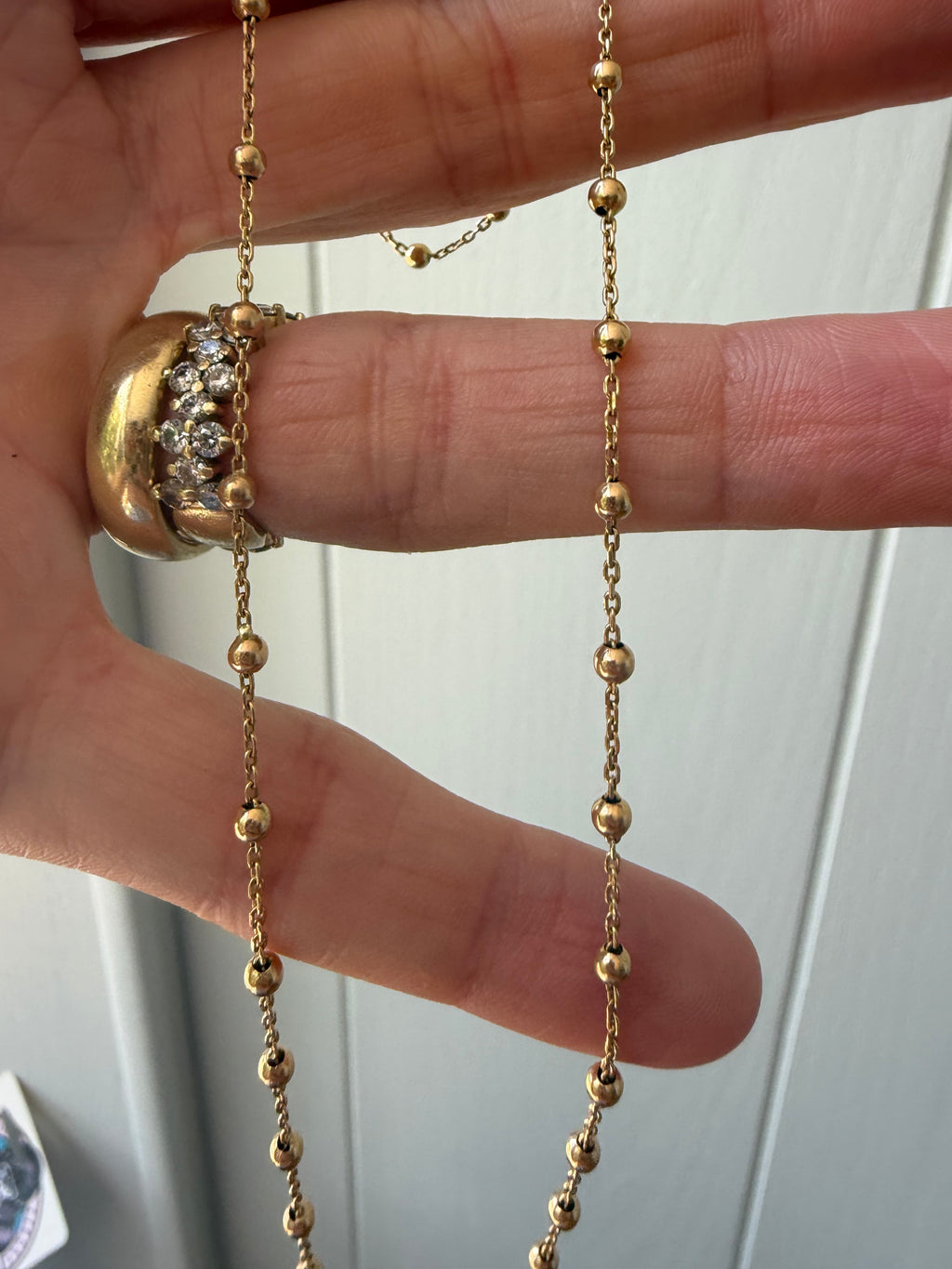 18k gold ball and biker link station chain 18.25"