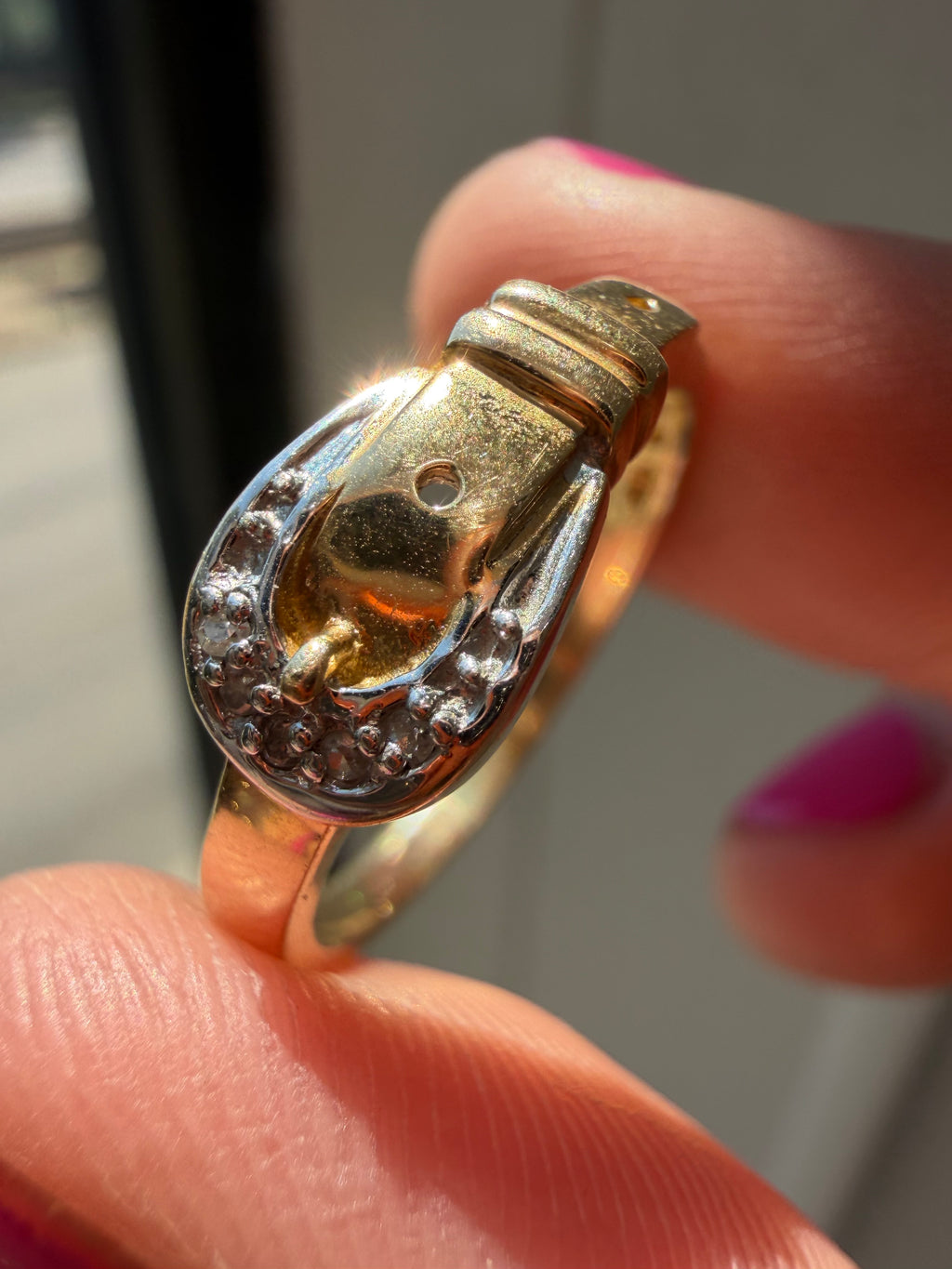 buckle ring with diamonds