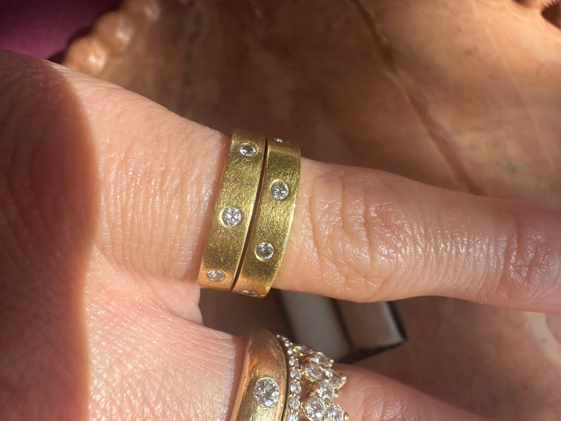 high karat flush diamond bands