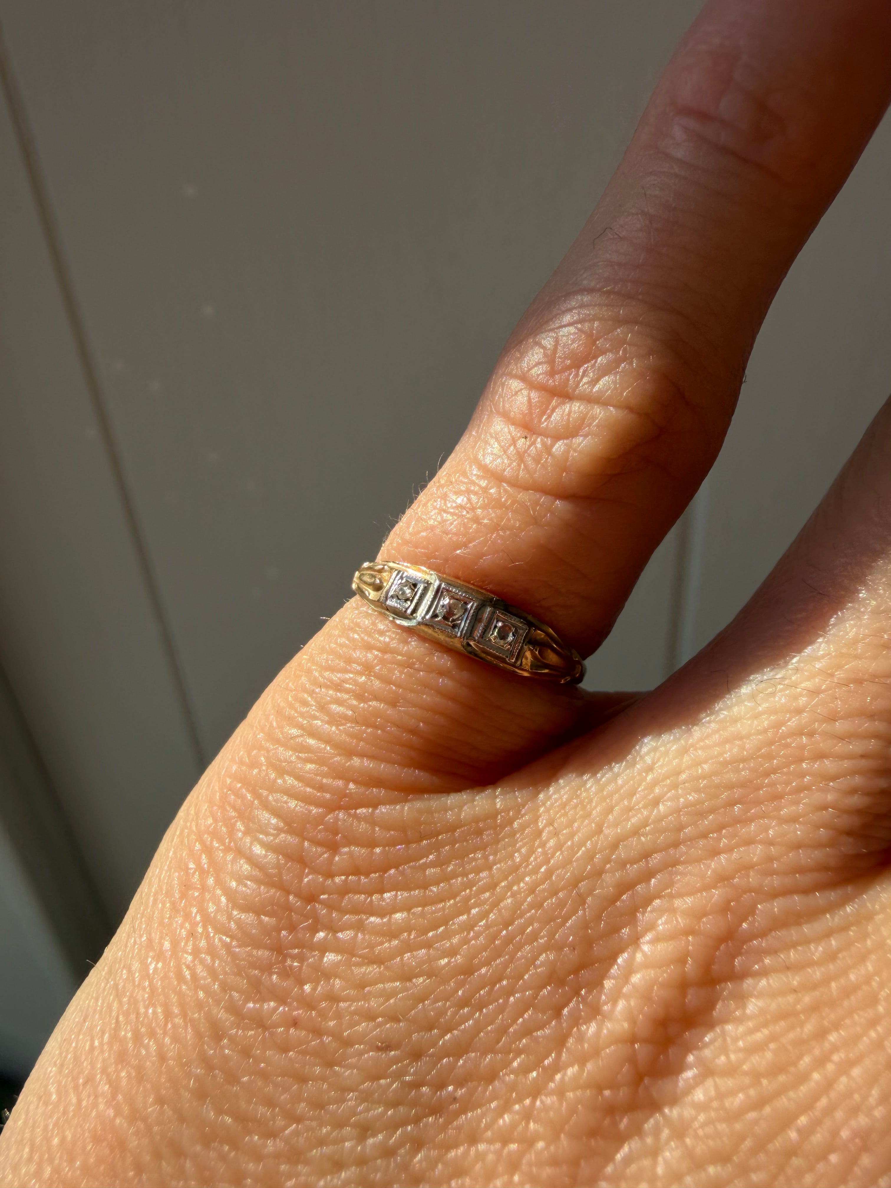 three single cut diamond band