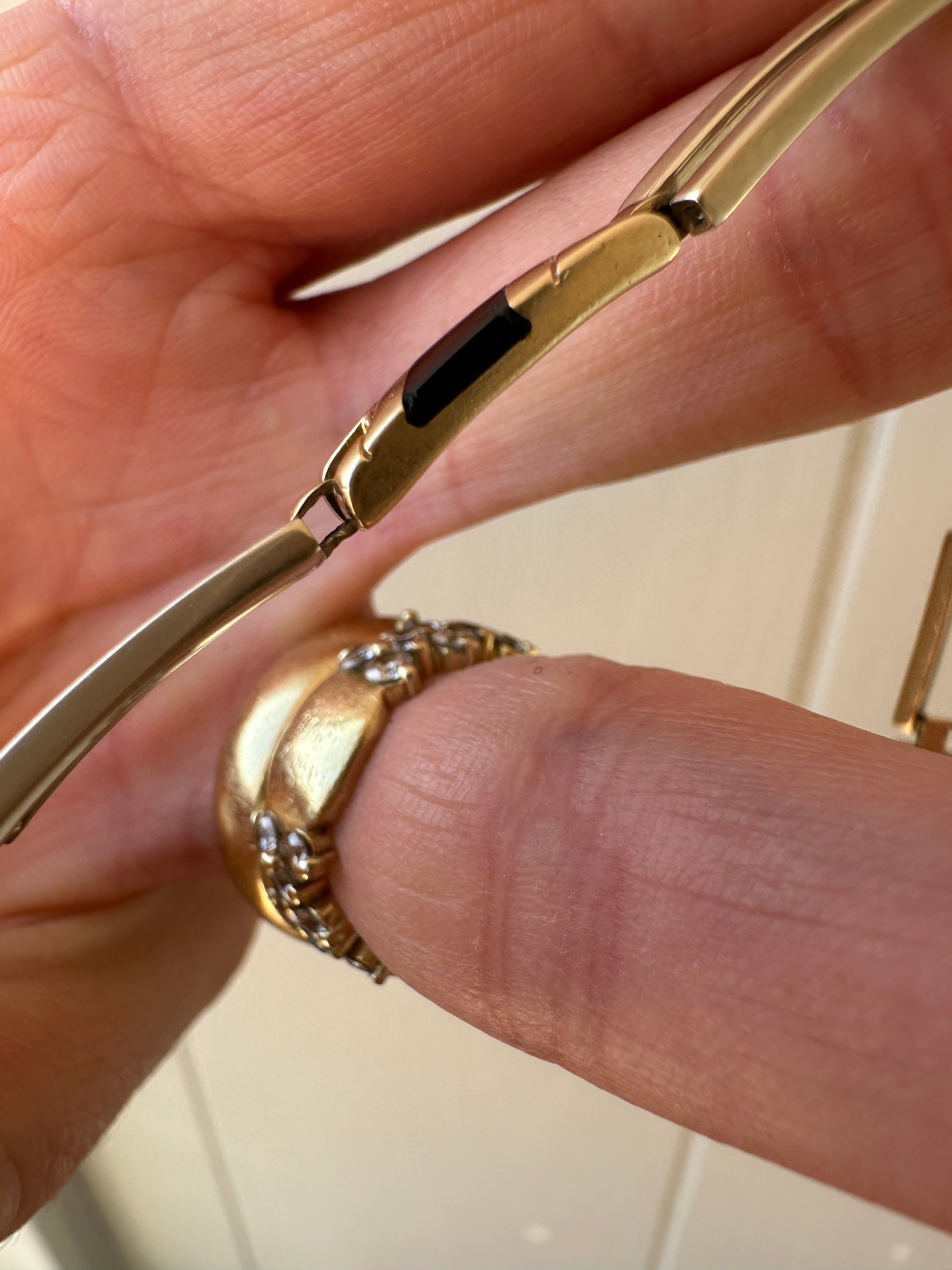 onyx inlay and gold bracelet