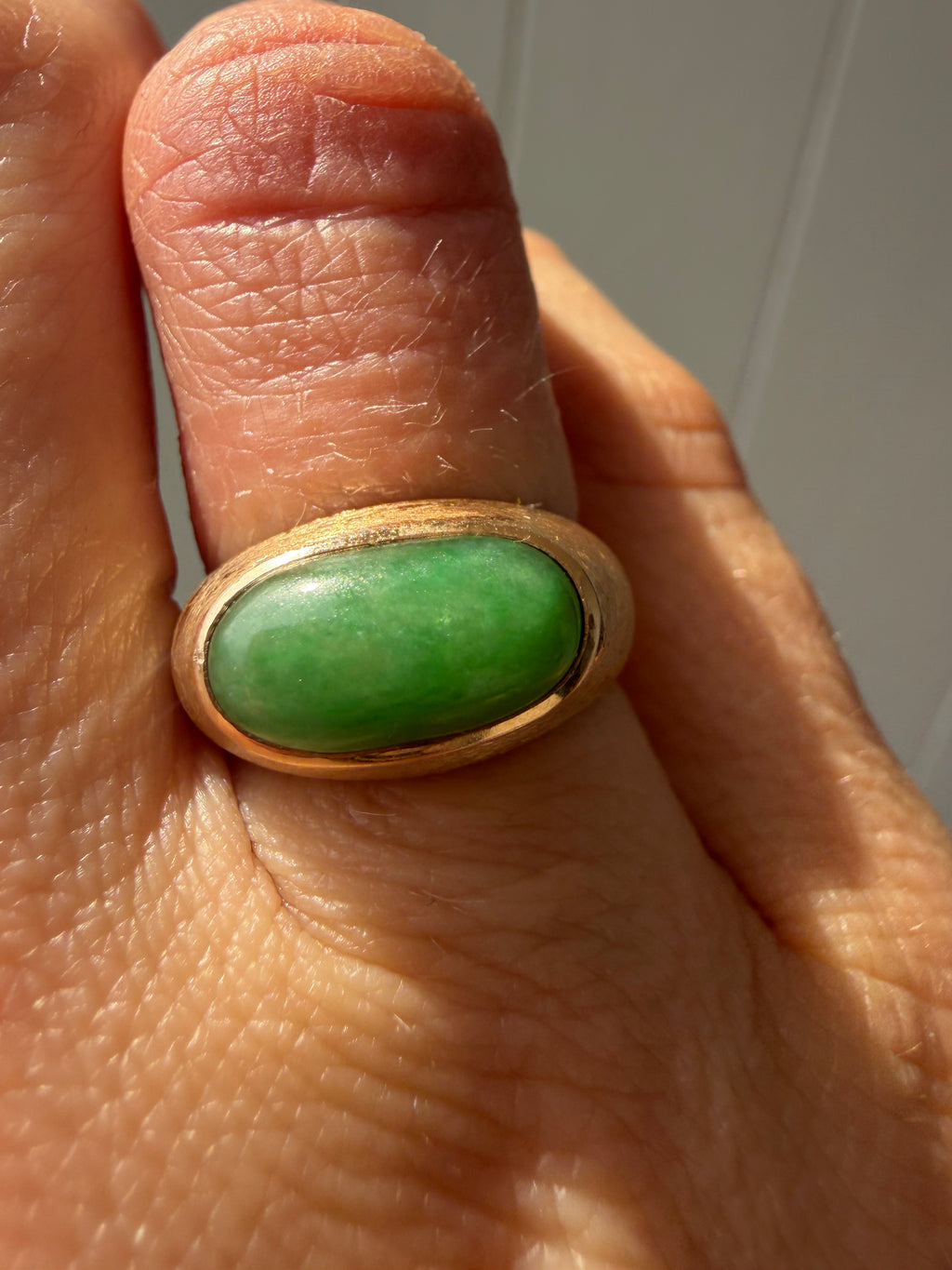 east west jade and florentine finish ring