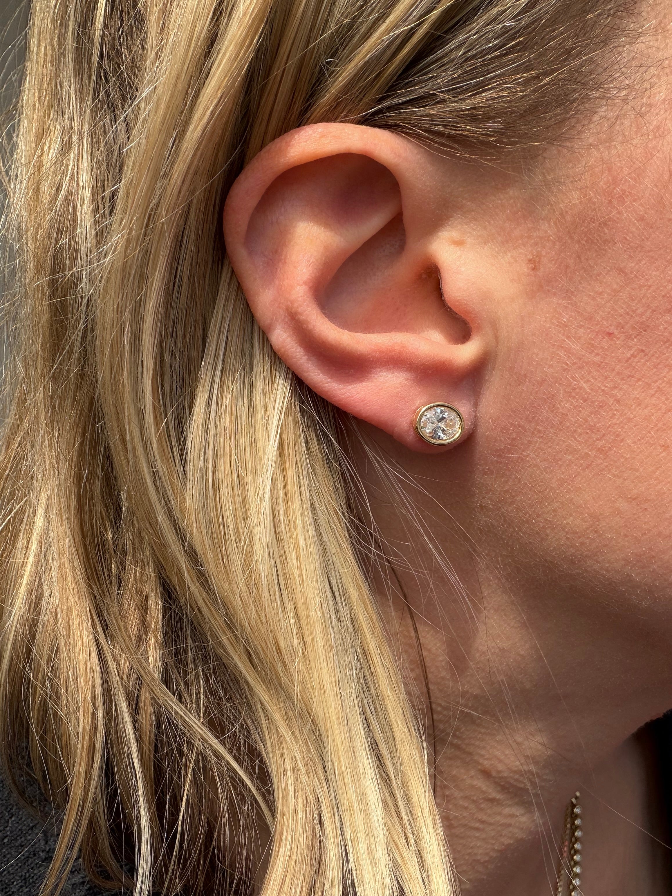 bezel and martini set lab diamond studs