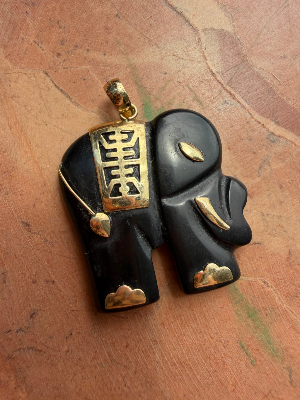 onyx and gold elephant