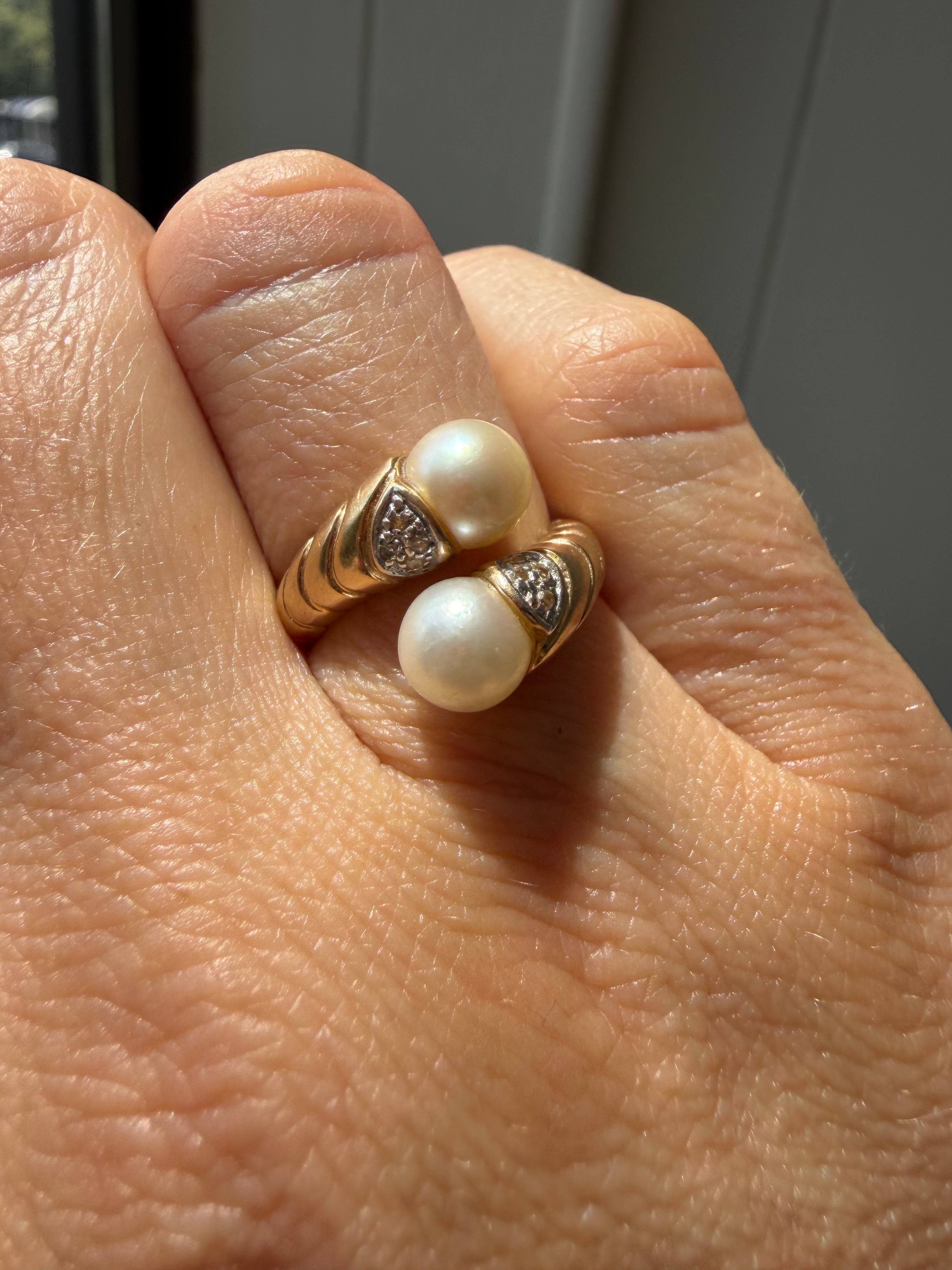 pearl and pave set diamond ring