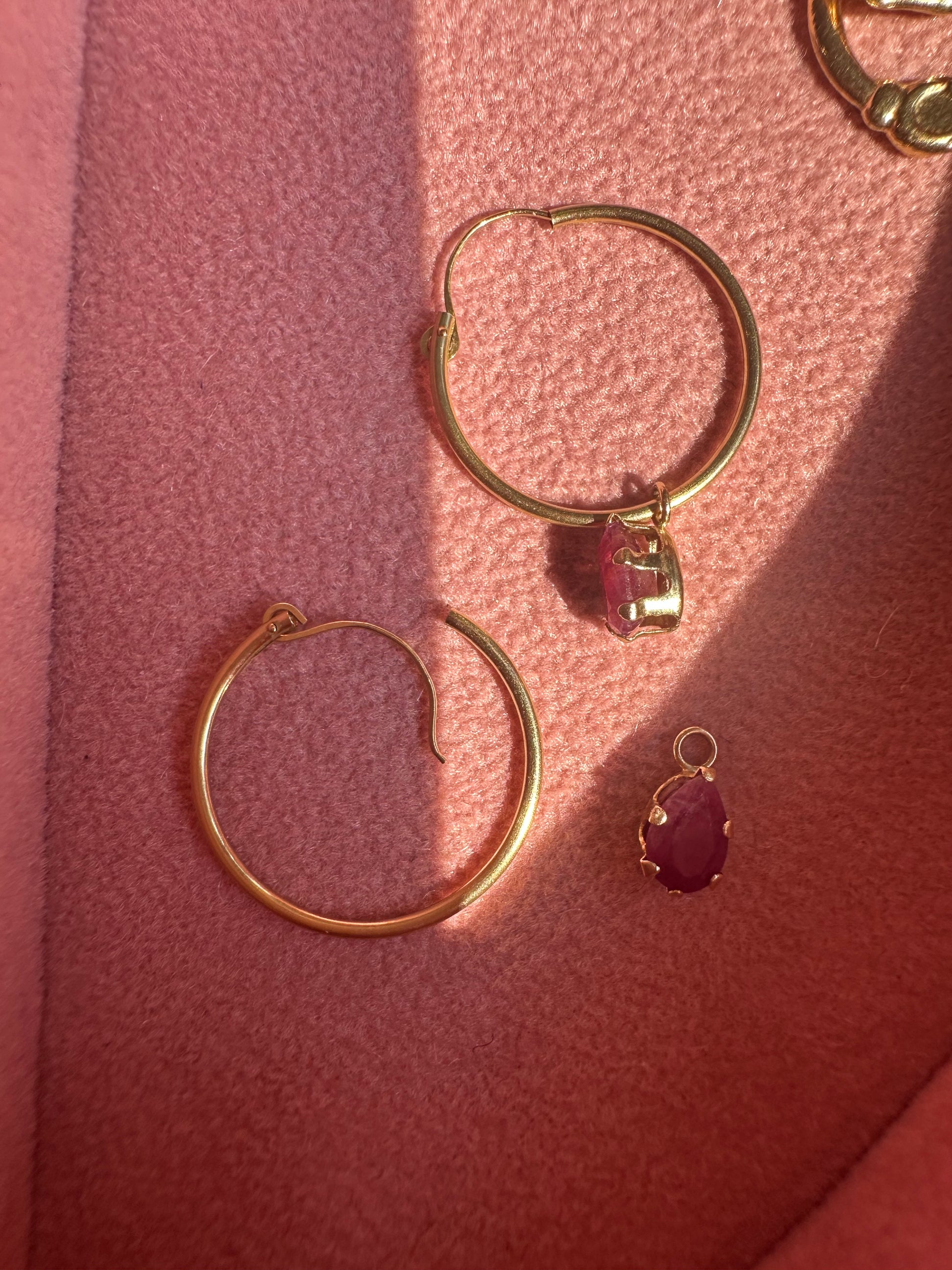 classic hoop with ruby hoop charms