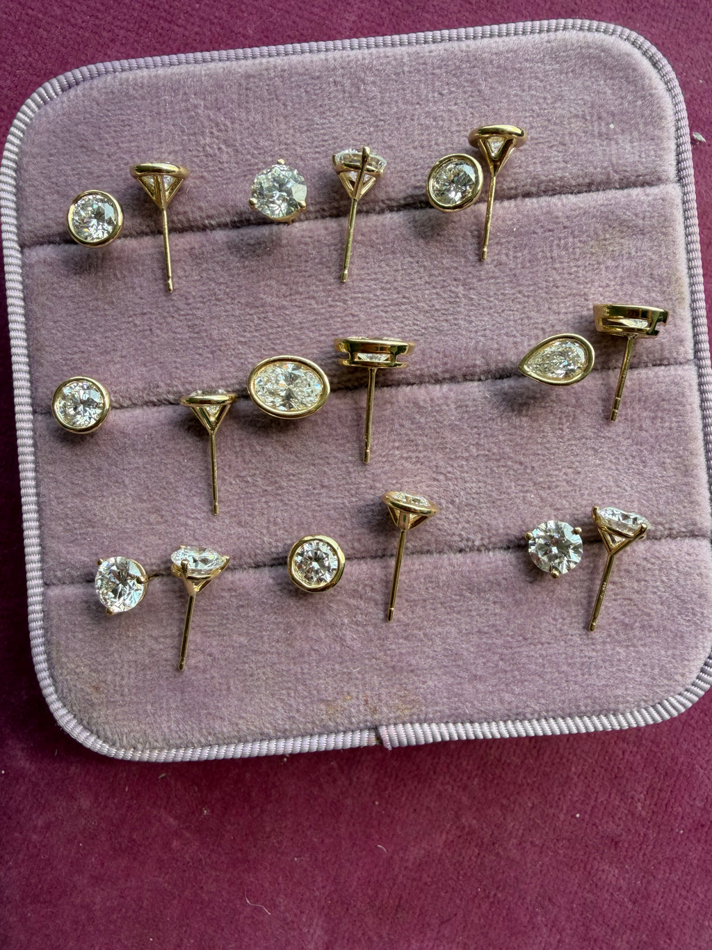 bezel and martini set lab diamond studs