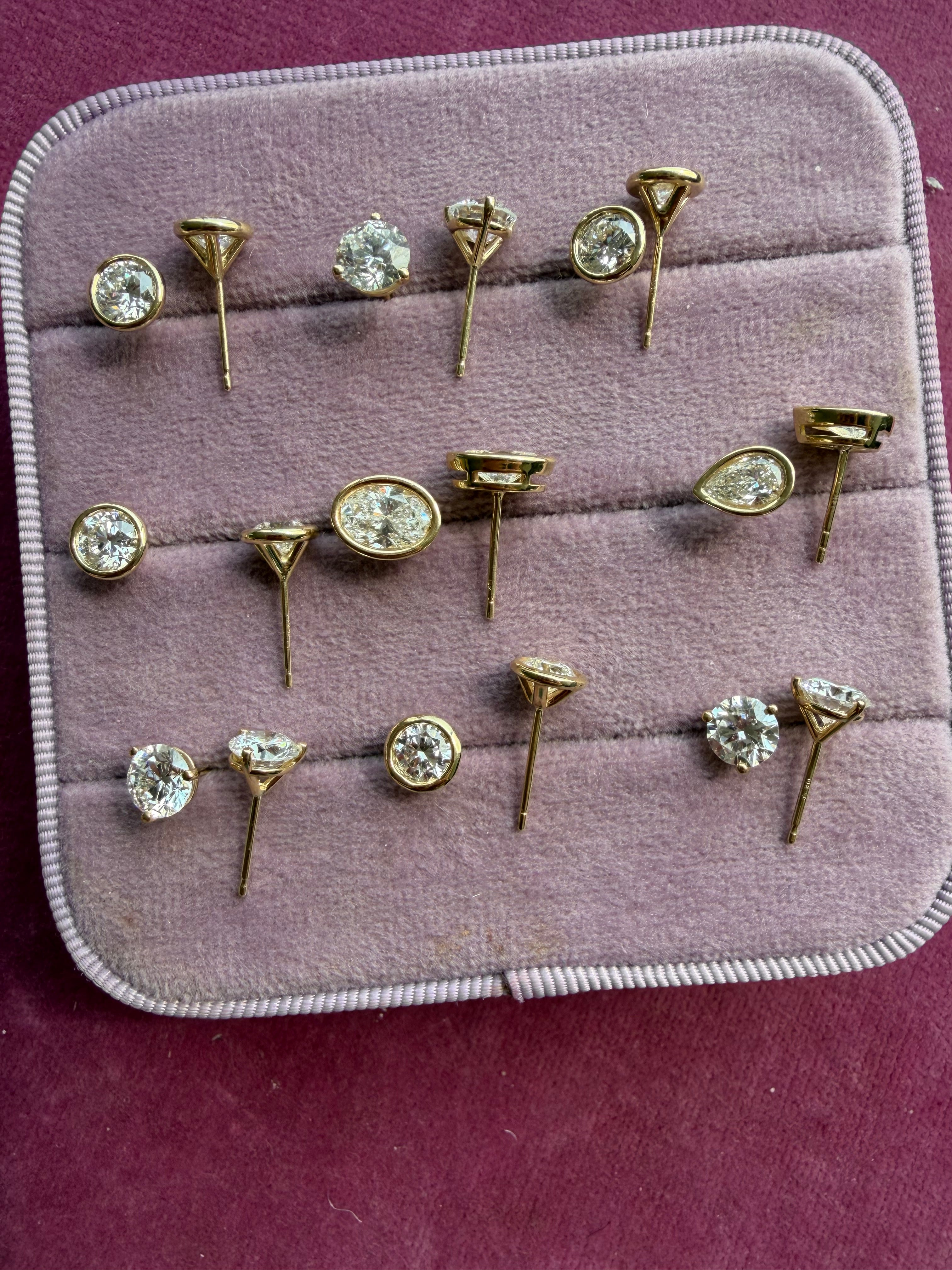 bezel and martini set lab diamond studs