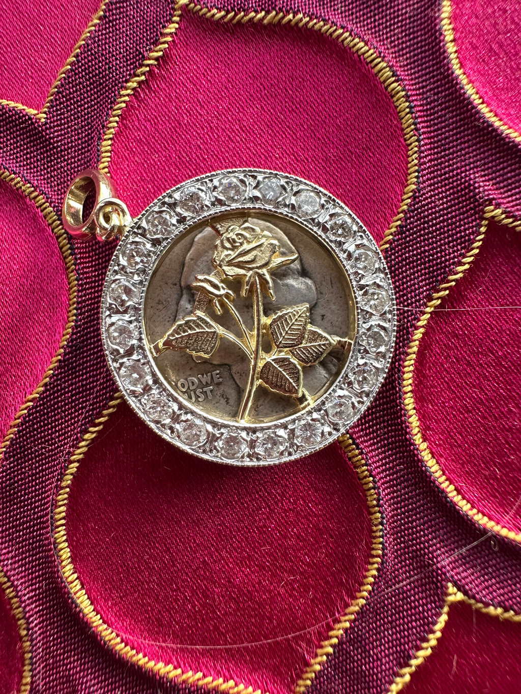diamond rose pendant // pin conversion