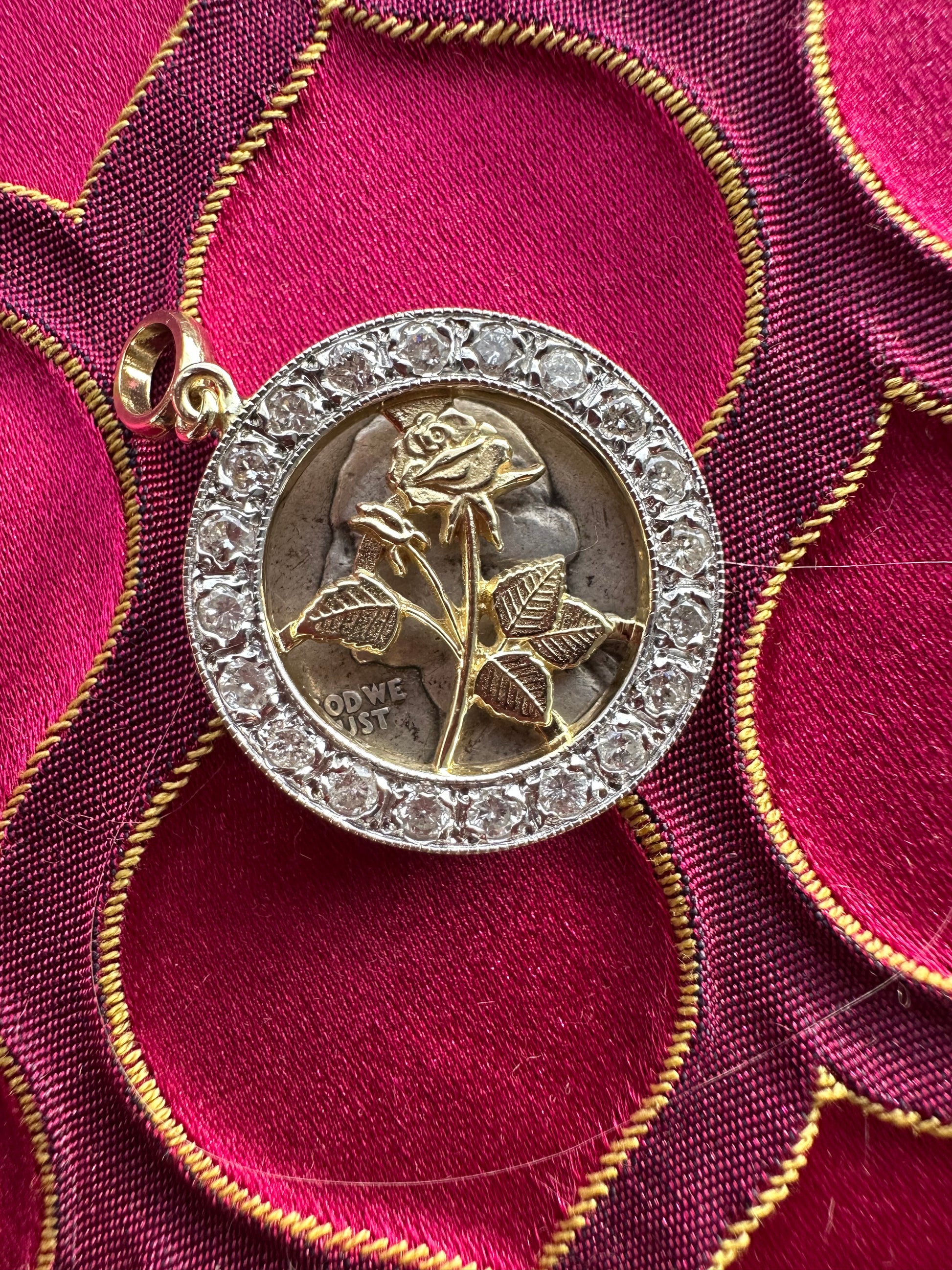 diamond rose pendant // pin conversion
