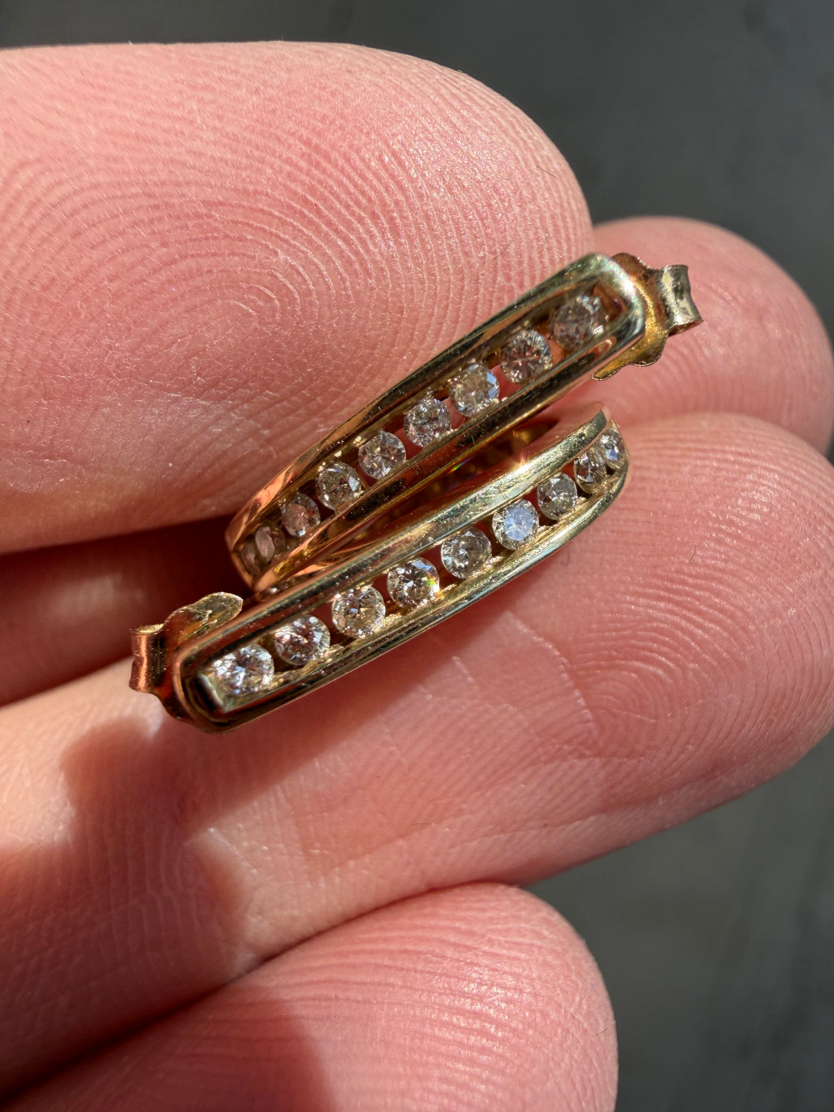 channel set diamond J hoop