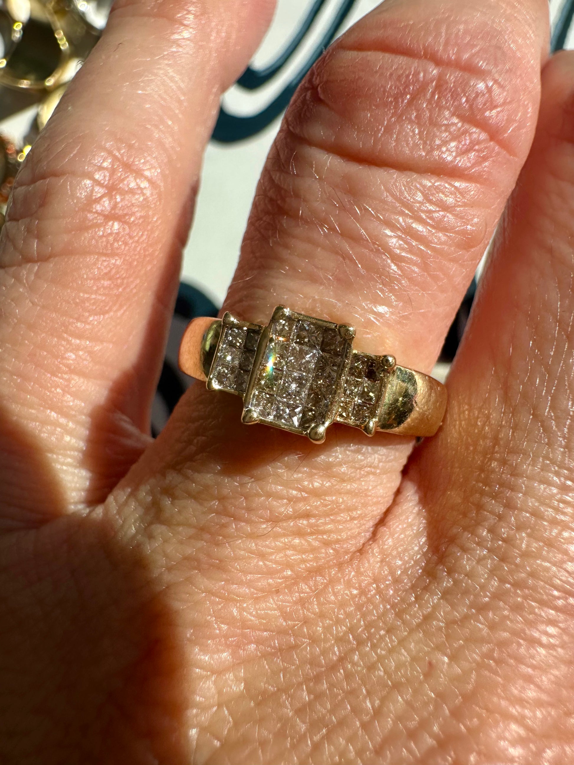 princess cut champagne diamond ring