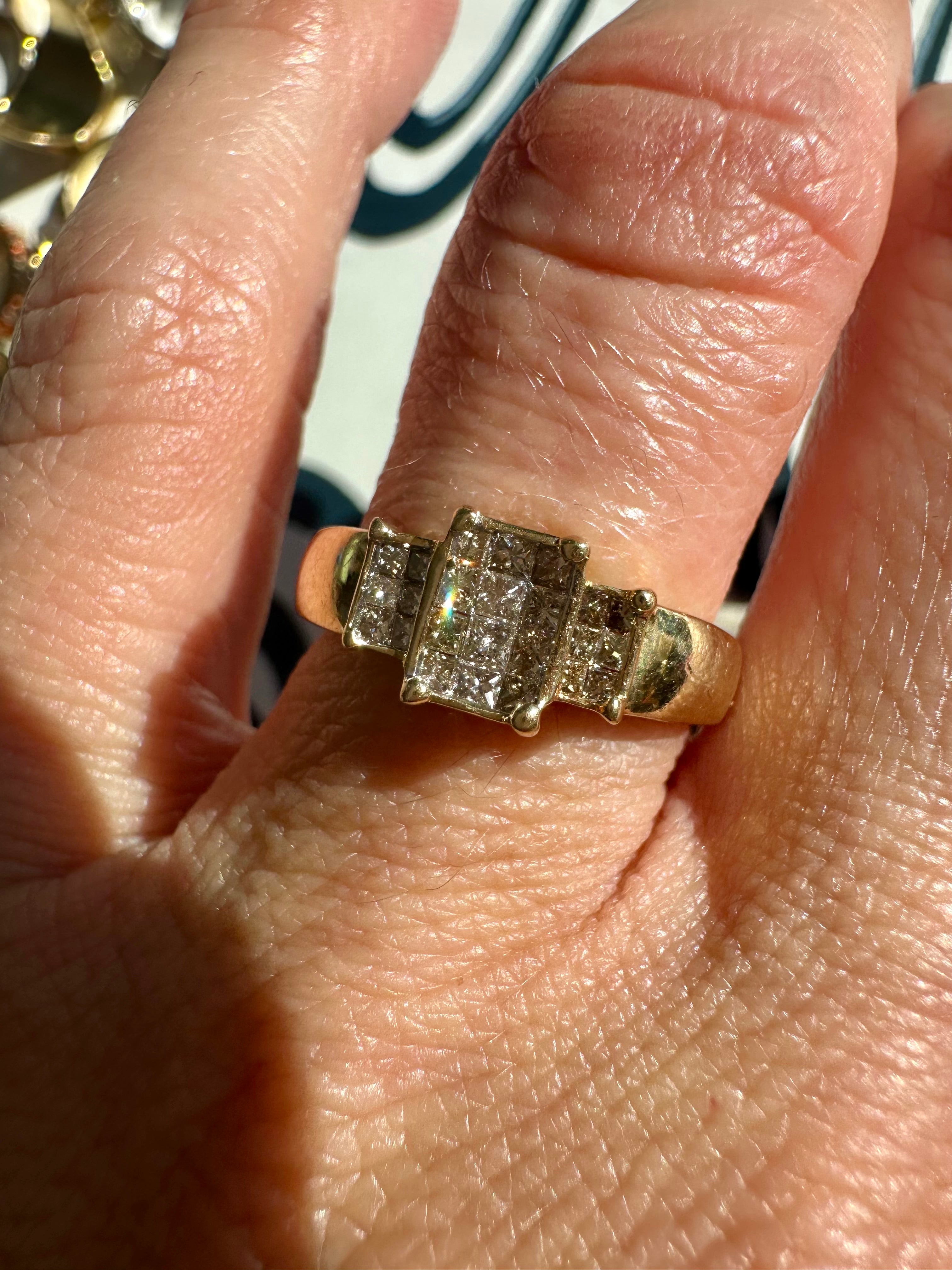 princess cut champagne diamond ring