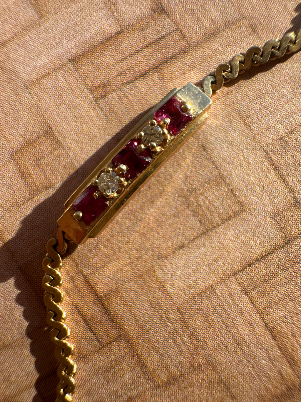 ruby and diamond bar bracelet