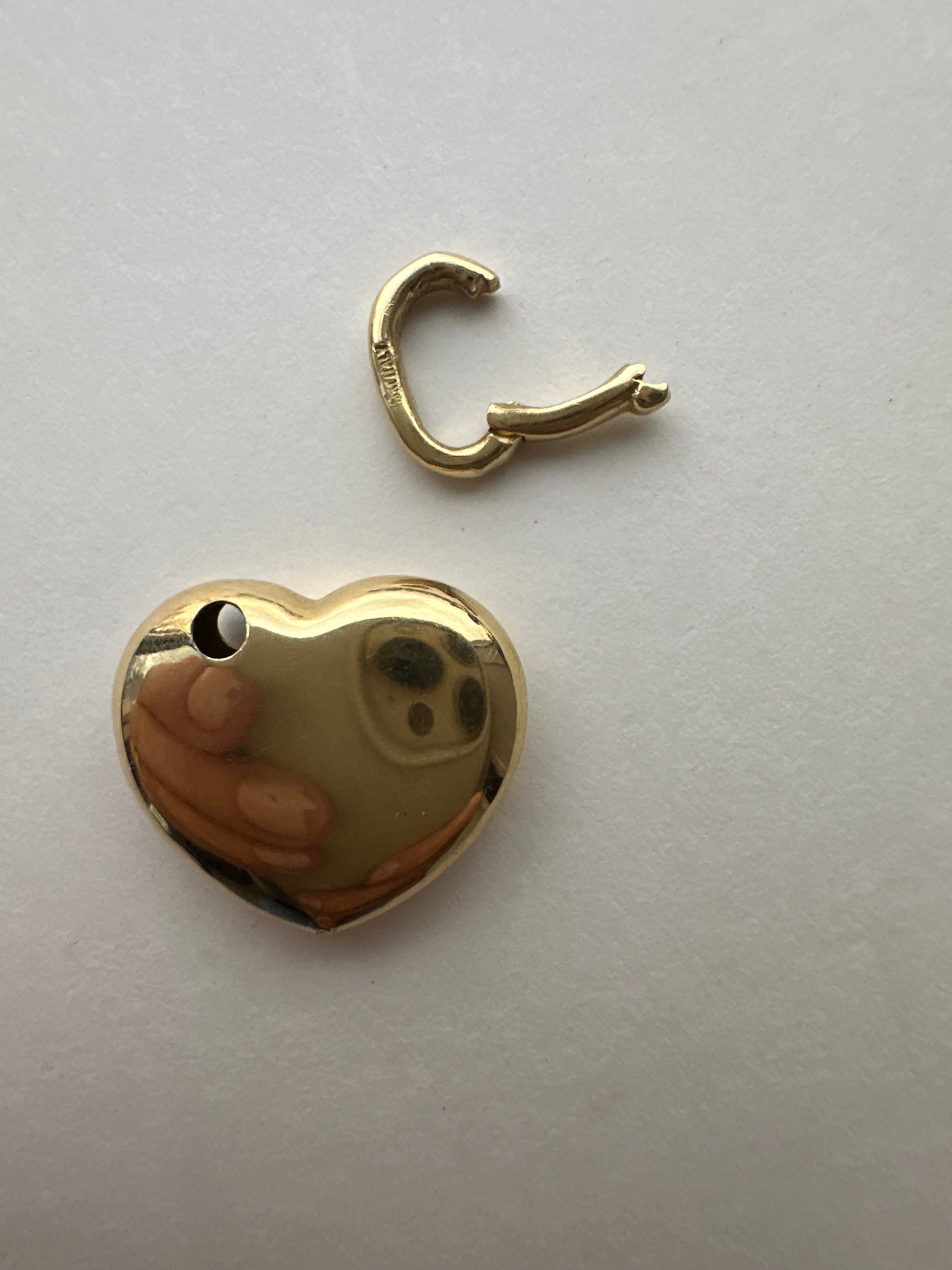 18k puffed heart with enhancer bail