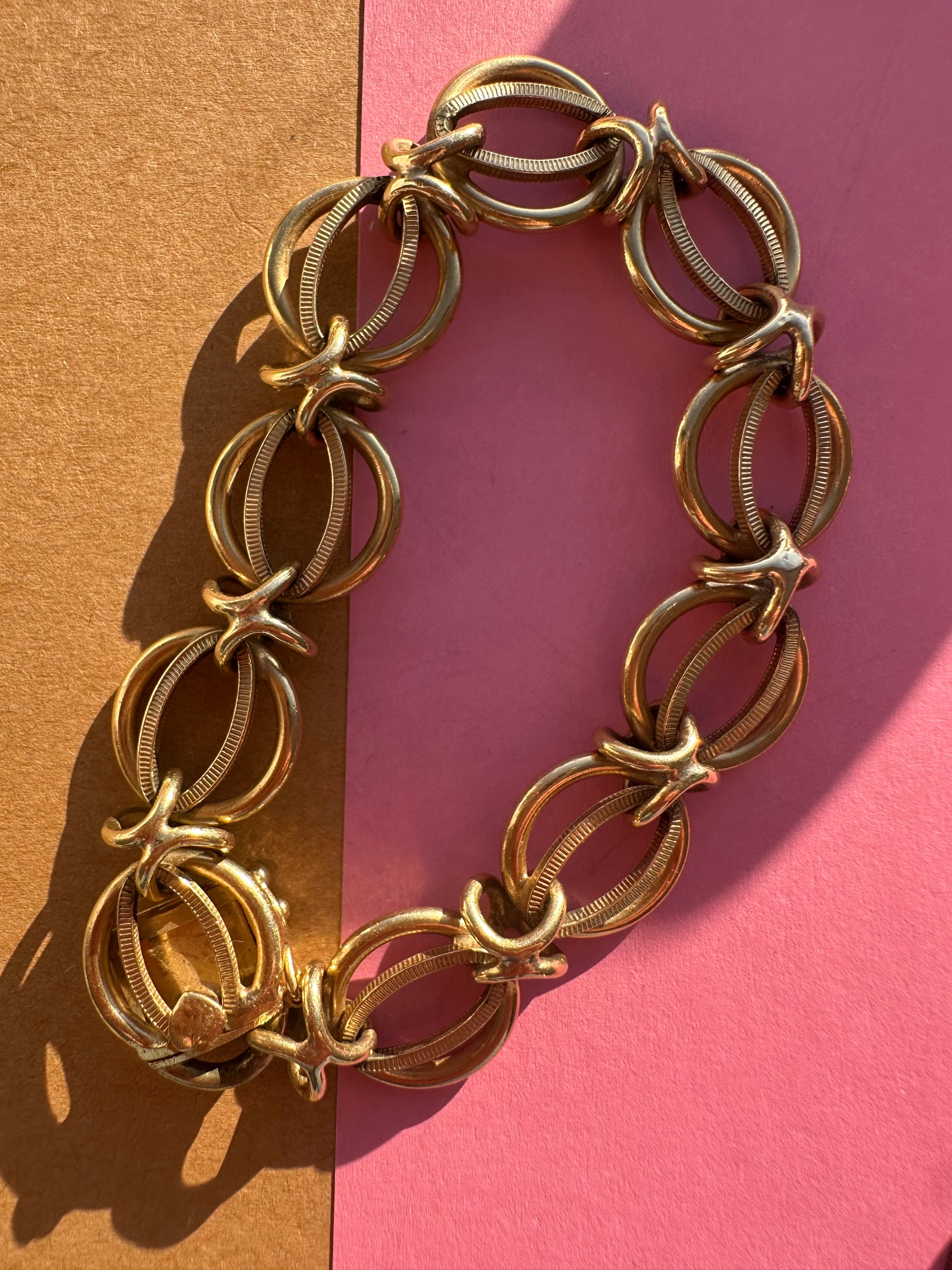 vintage circle and X bracelet