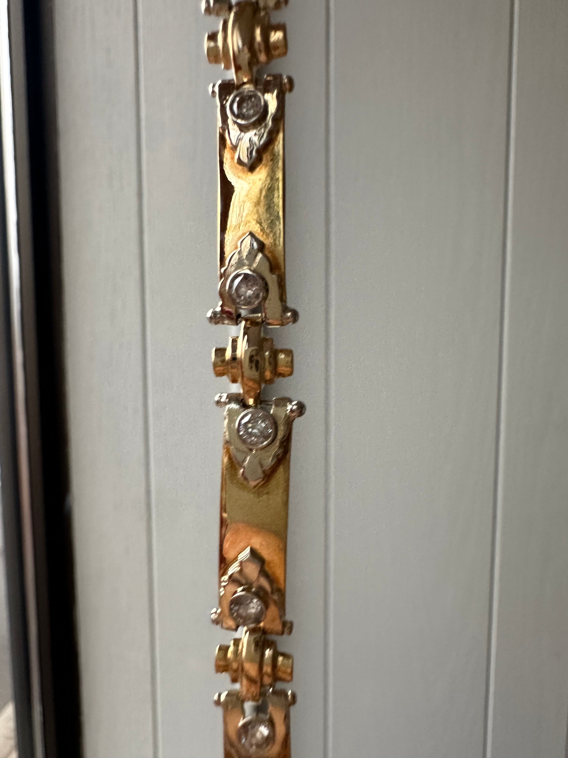 bezel set diamond and gold bracelet