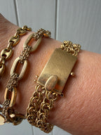 18k gold double link charm bracelet with wide customizable clasp