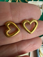 24k gold heart post earring by MENE