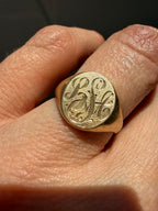 14k gold signet engraved LSA