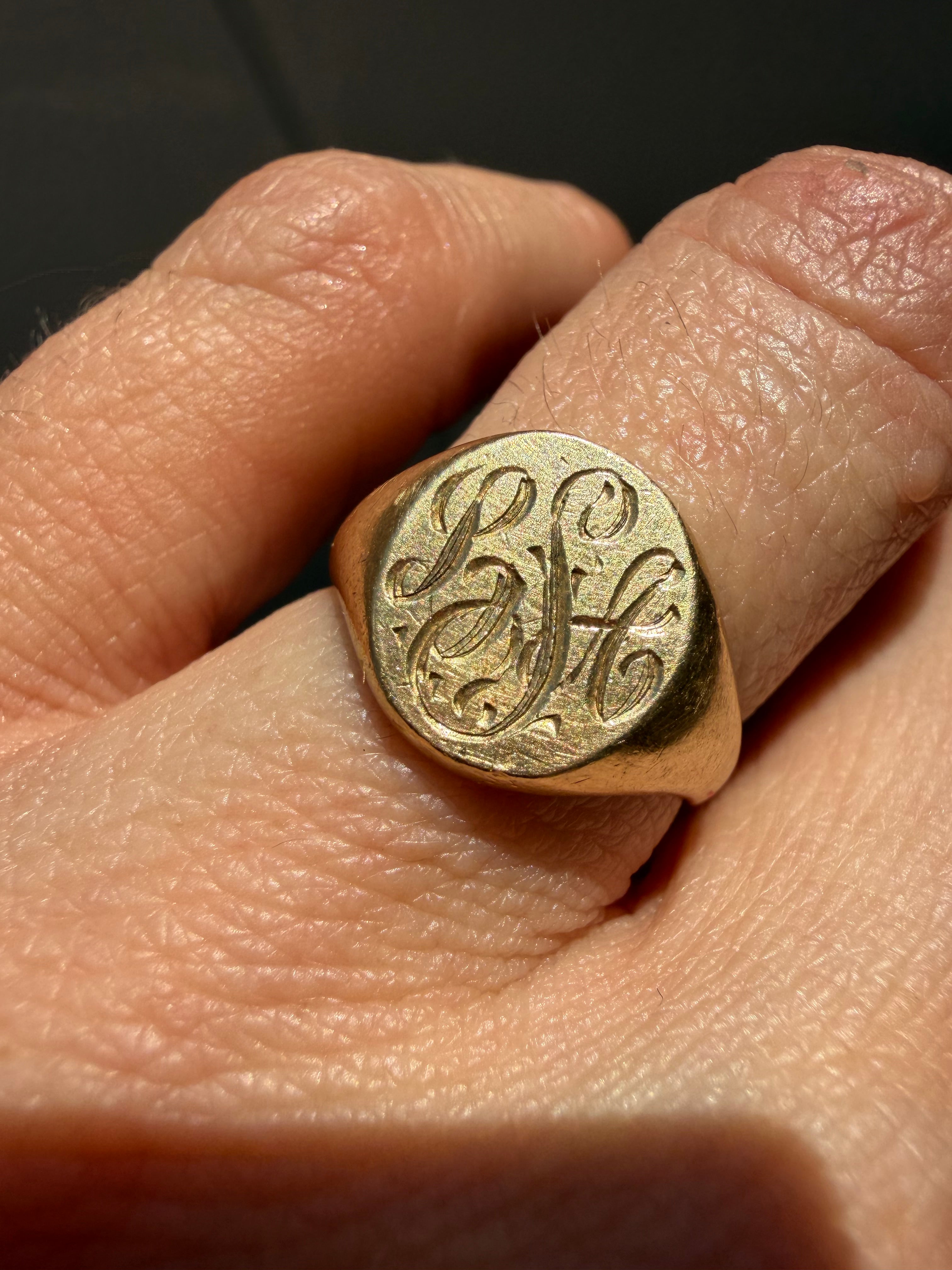 14k gold signet engraved LSA