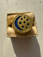 breathtaking me & ro lapis and 18k gold star moon ring